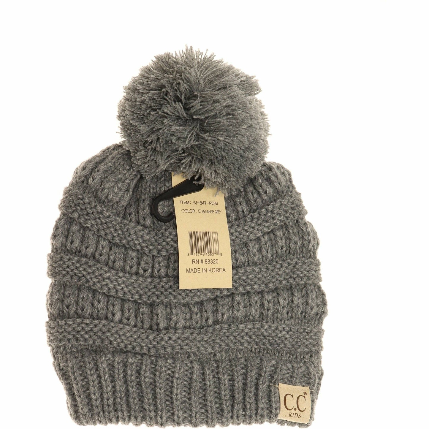 Kids Solid Pom CC Beanies YJ847POM: Peach