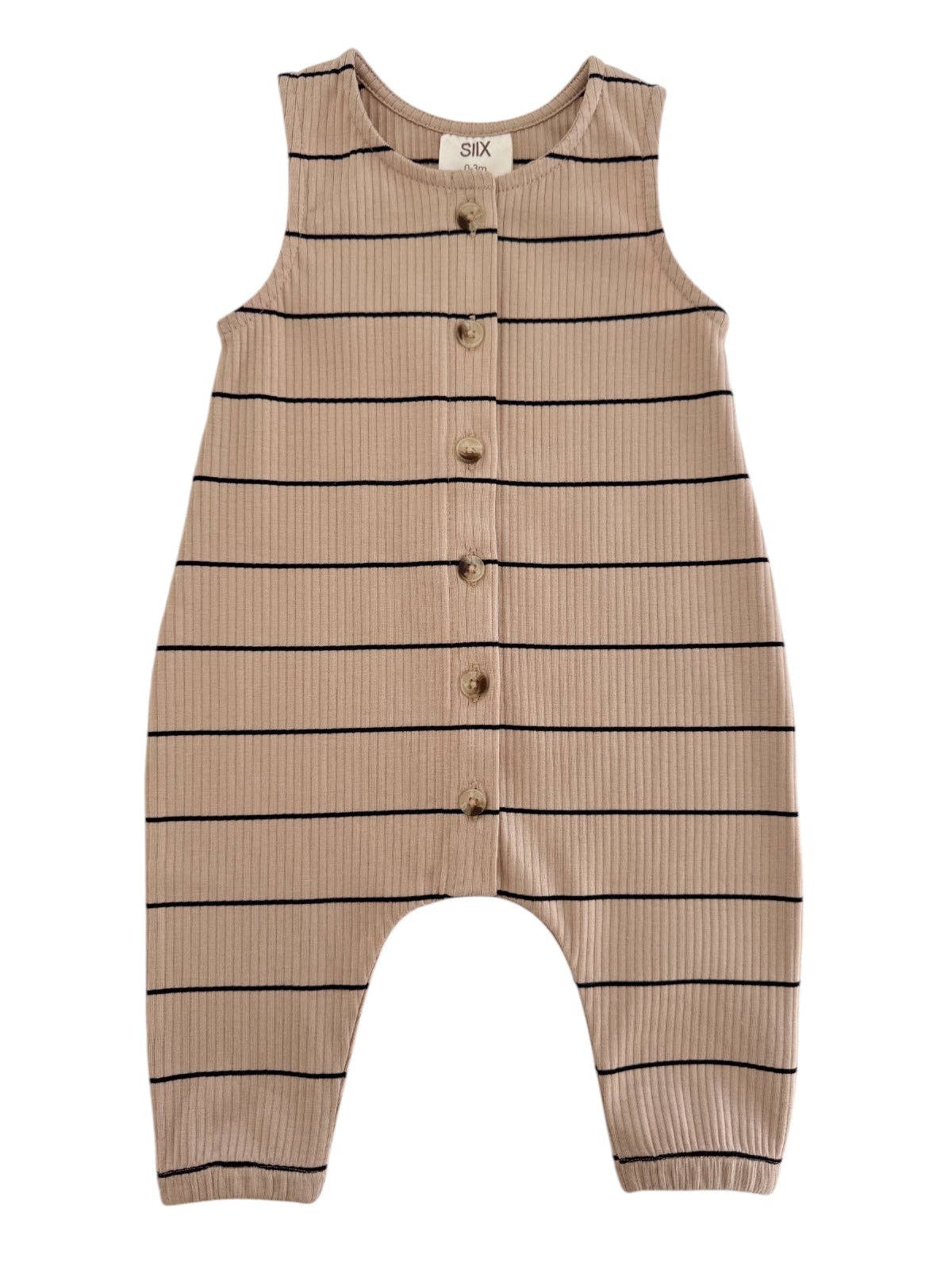 Tan/Black Stripe / Organic Ribbed Bay Jumpsuit