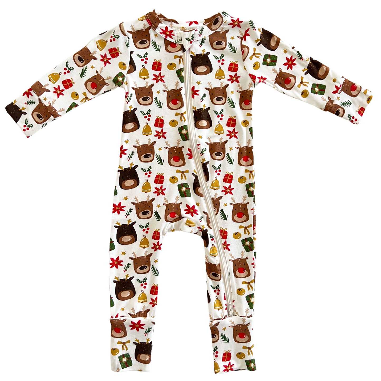 2-Way Convertible Zip Romper, Reindeer Friends