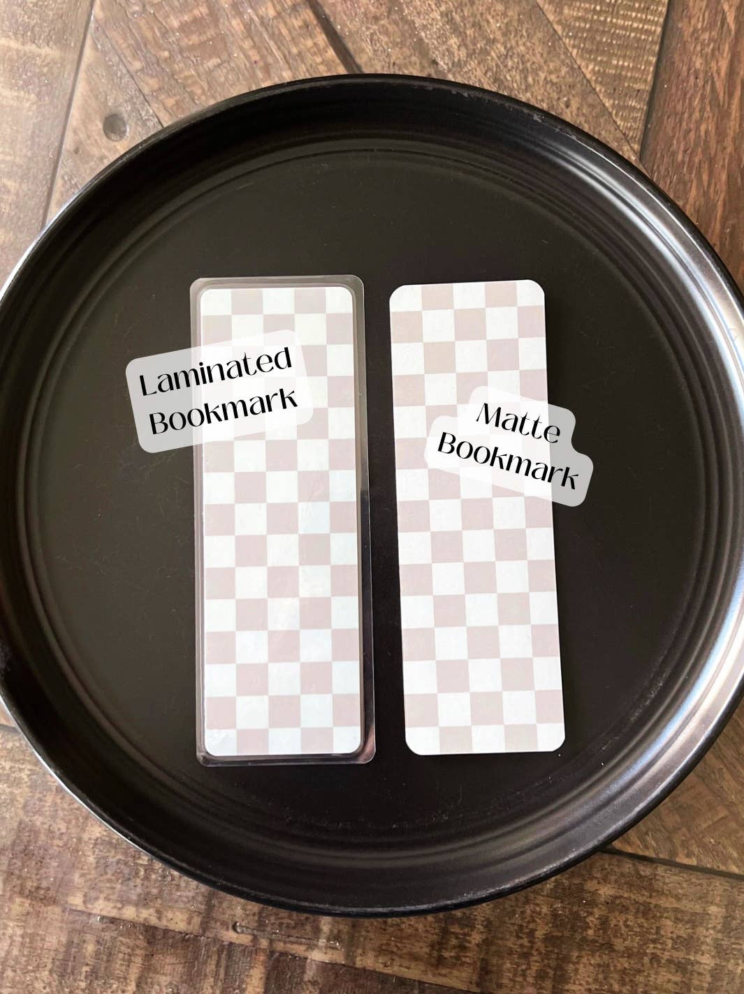 Neutral Checkered Bookmark: Caramel on Black / Soft Touch Matte