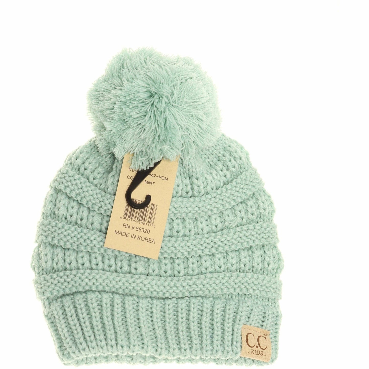 Kids Solid Pom CC Beanies YJ847POM: Peach