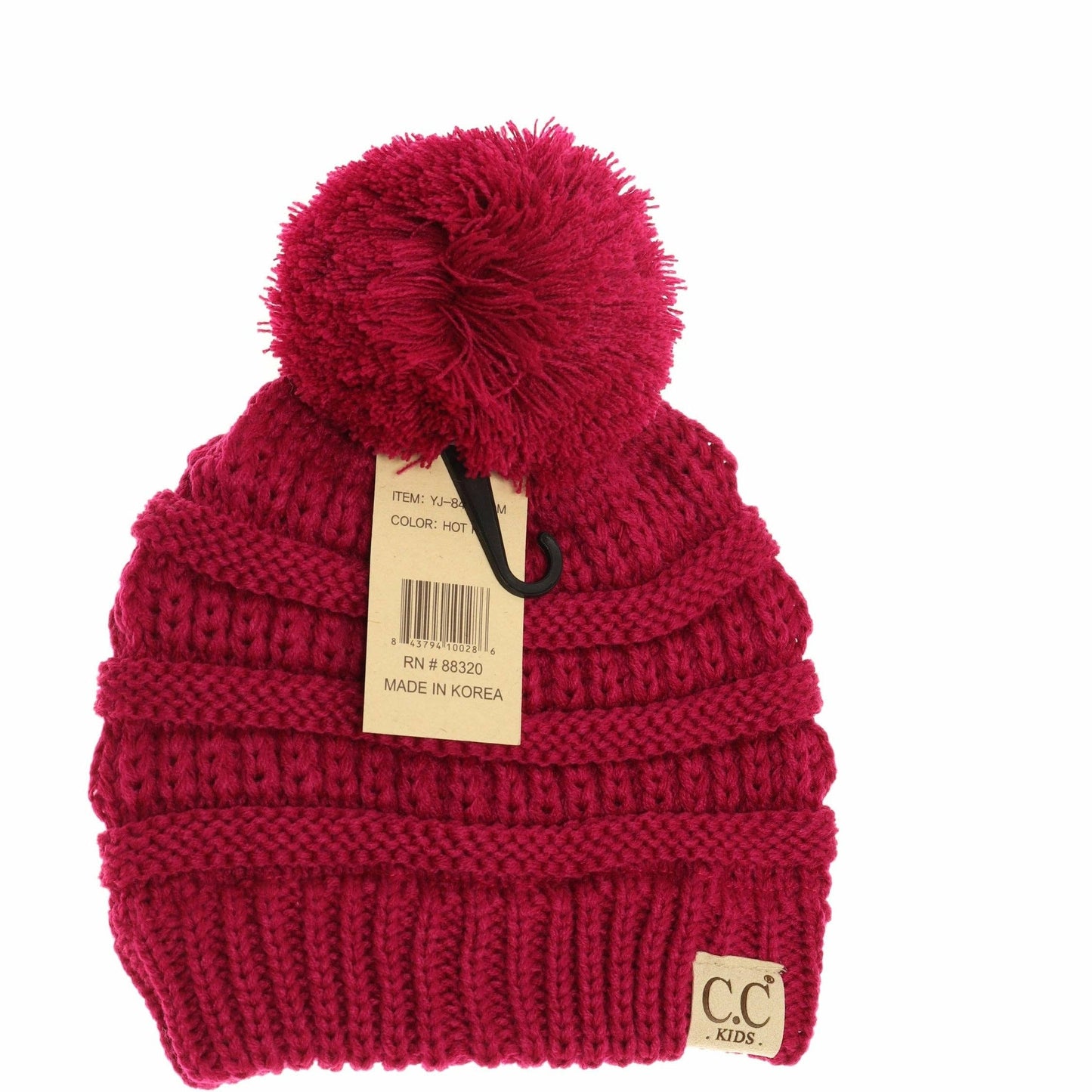 Kids Solid Pom CC Beanies YJ847POM: Peach
