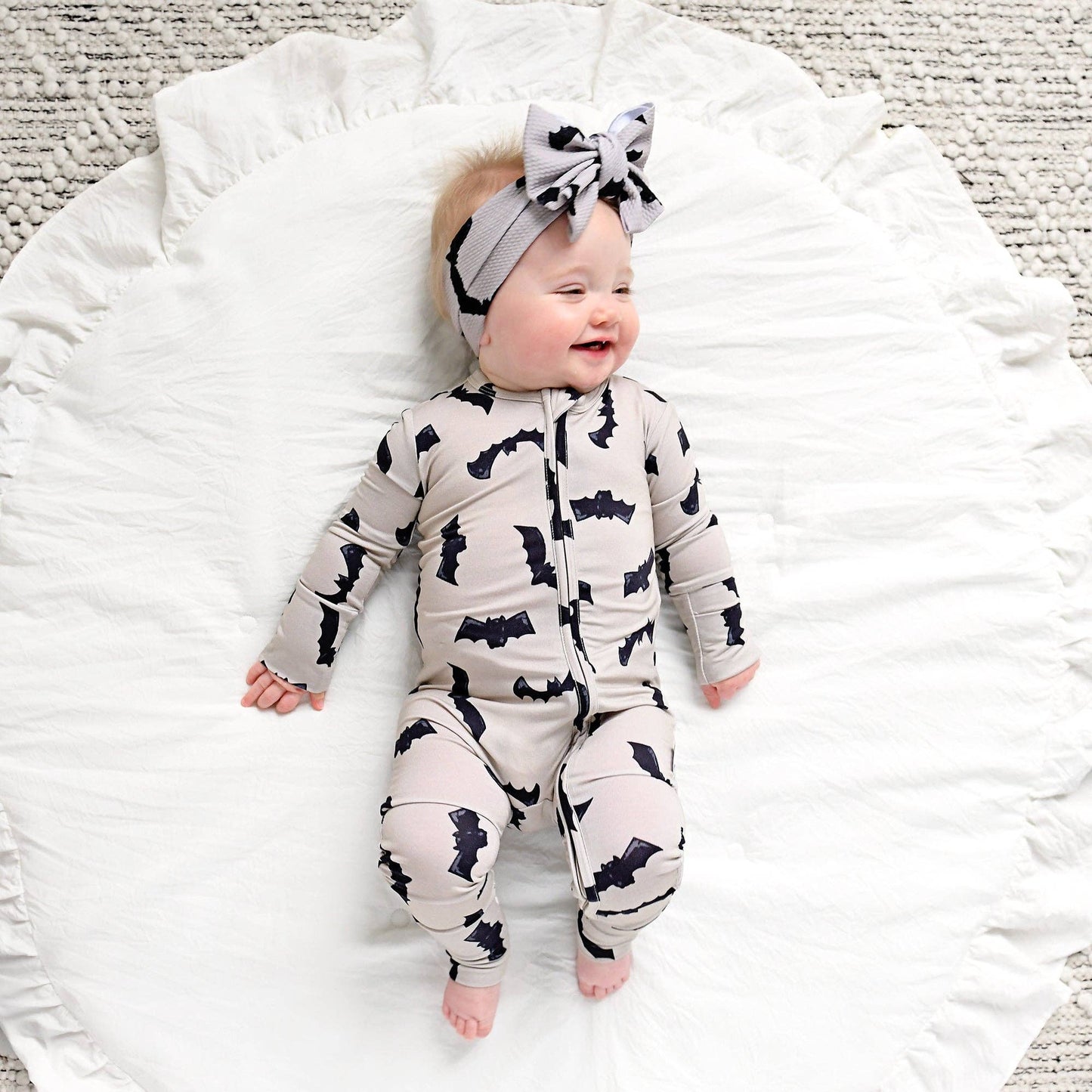 Vlad Gray Bats ZIP Bamboo Halloween Sleepies Little