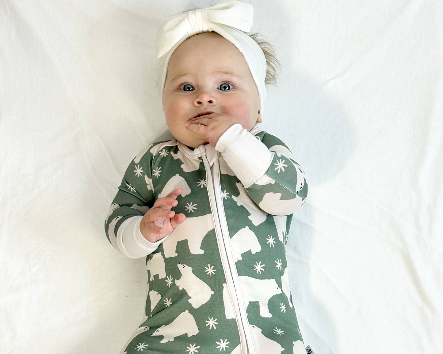 Bamboo Polar Bear-2 Way Convertible Zip Romper