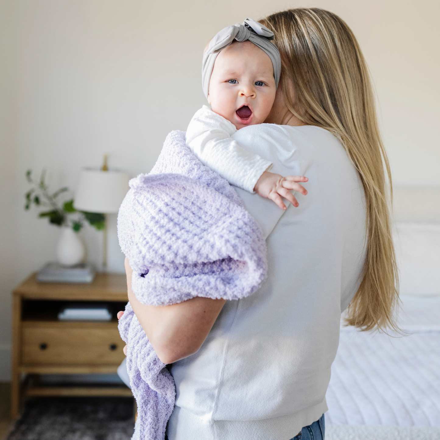 WAFFLE KNIT RECEIVING BLANKETS: Wisteria