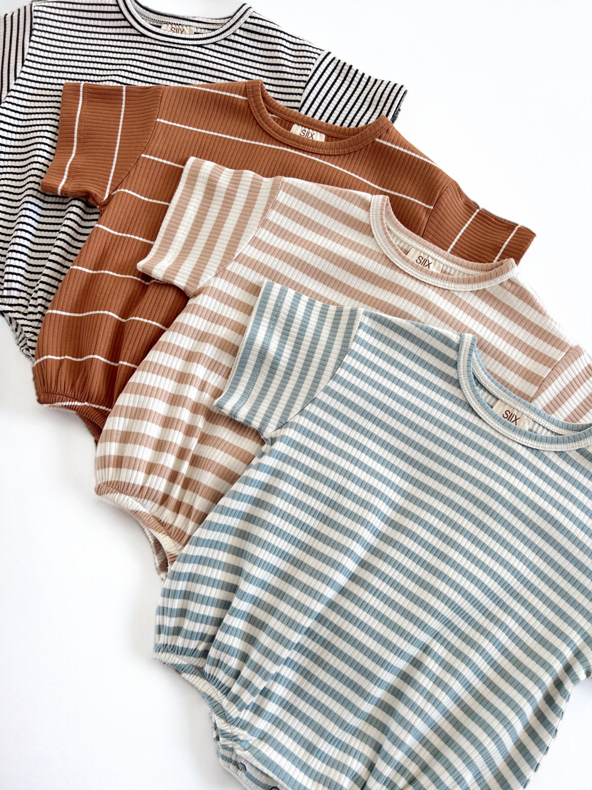 Saddle Stripe / Organic Ribbed T-Shirt Bubble (Baby - Kids): 18-24M