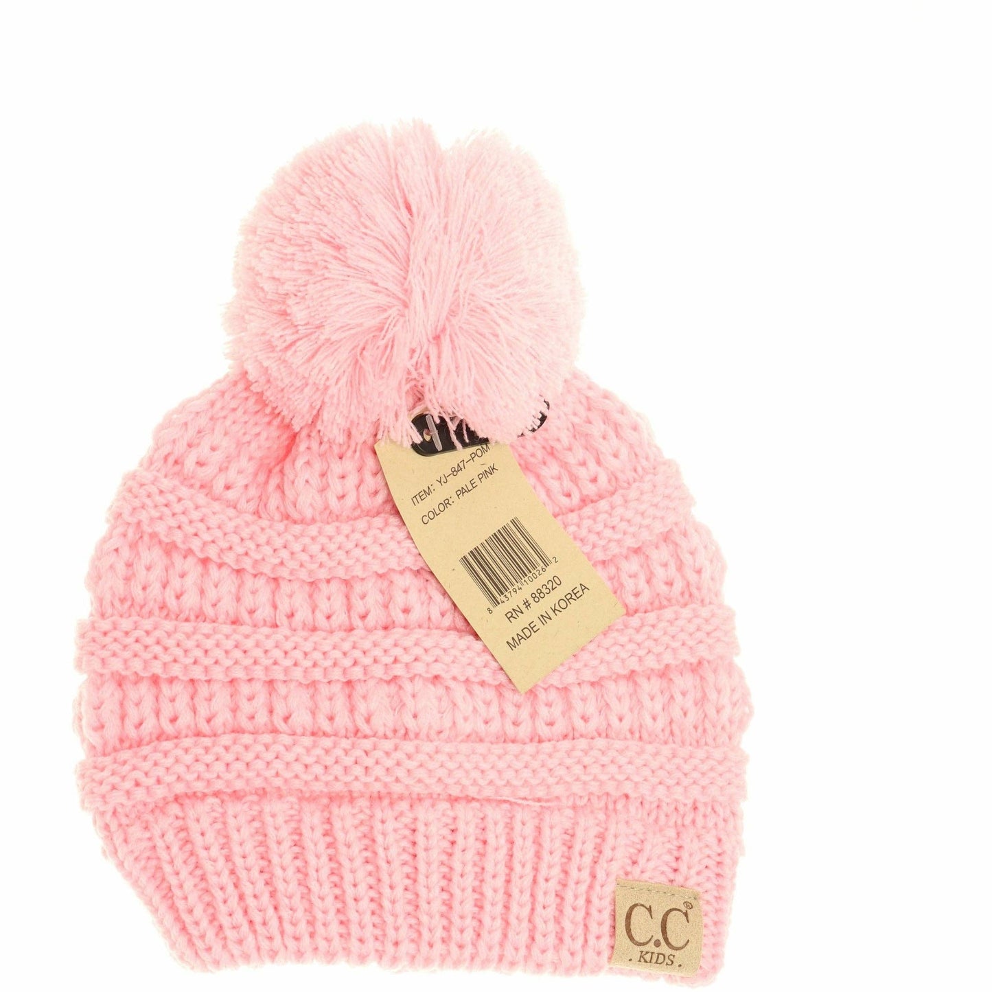 Kids Solid Pom CC Beanies YJ847POM: Peach