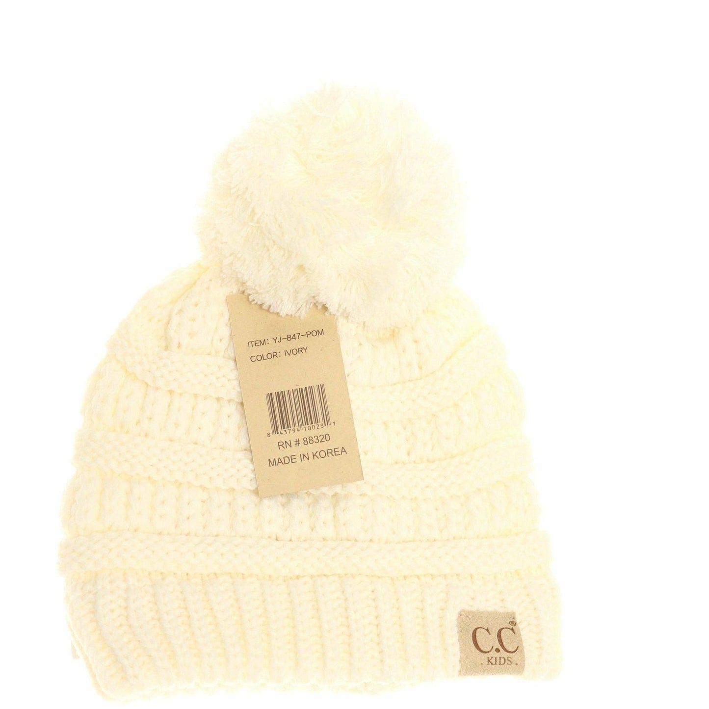 Kids Solid Pom CC Beanies YJ847POM: Peach