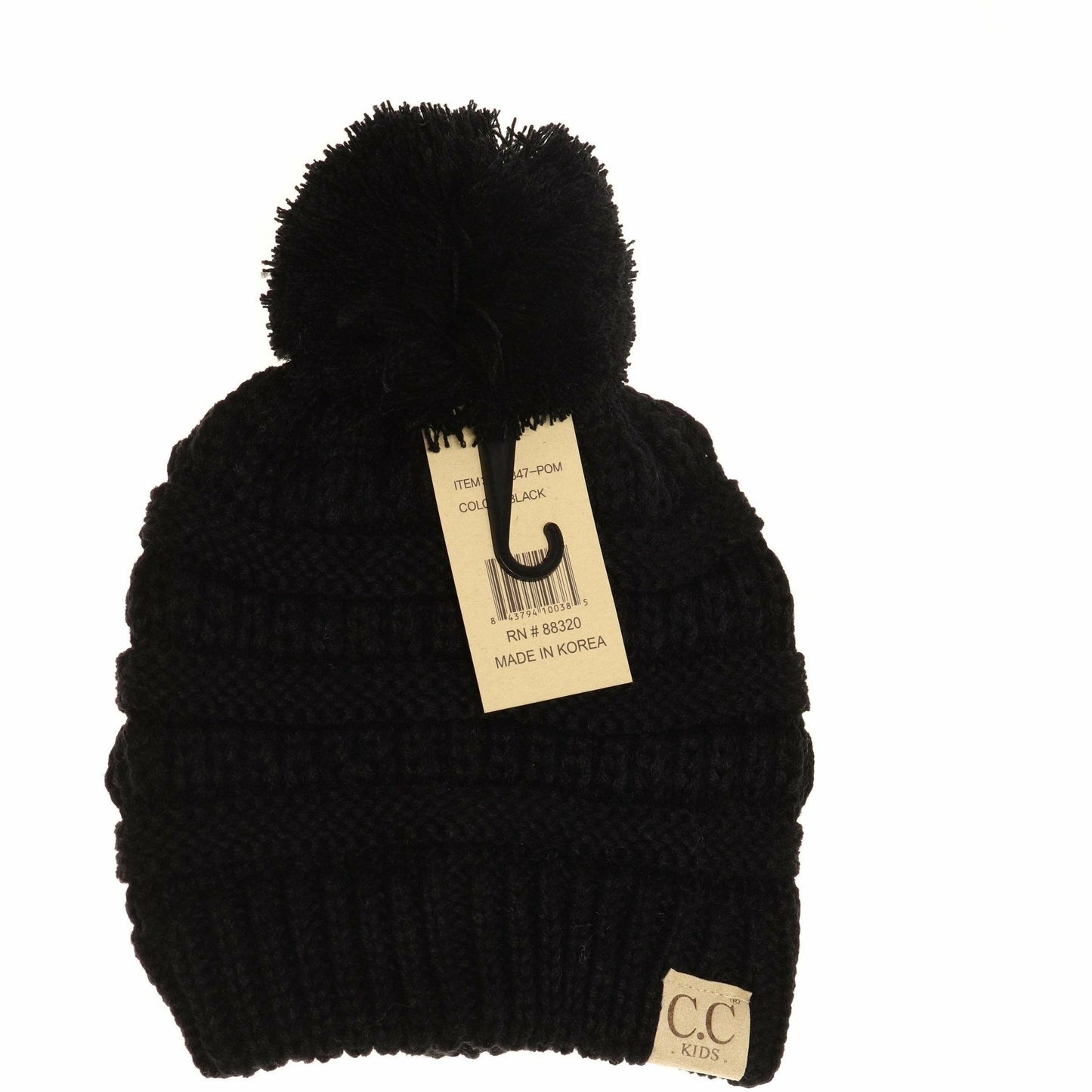 Kids Solid Pom CC Beanies YJ847POM: Peach