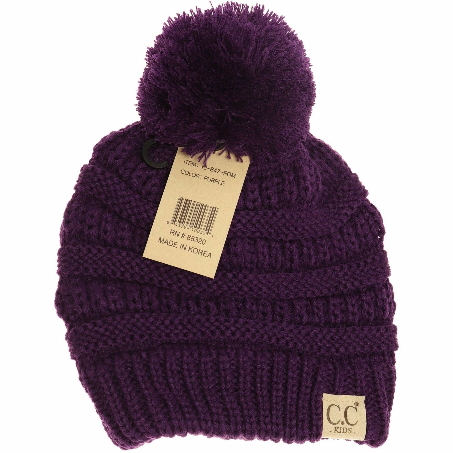Kids Solid Pom CC Beanies YJ847POM: Peach
