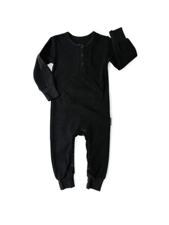 Waffle Romper- Black