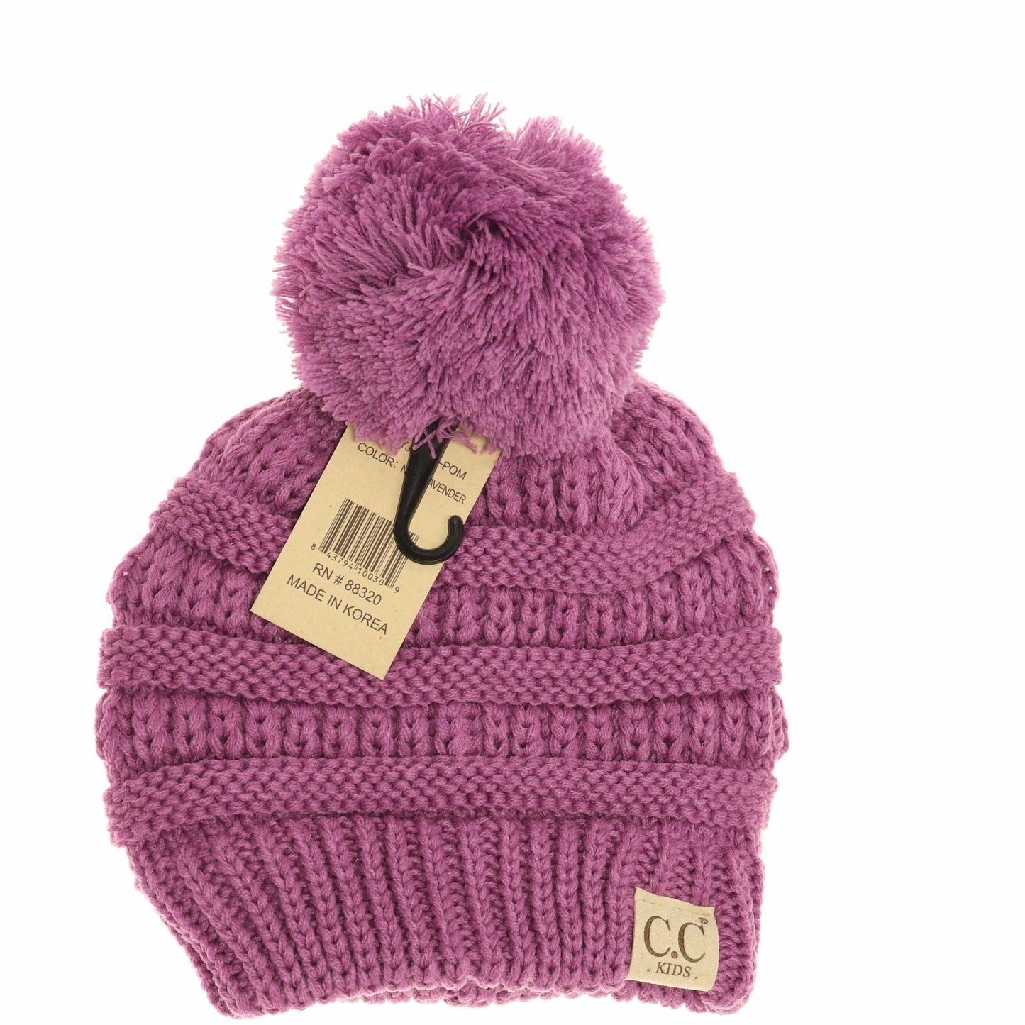 Kids Solid Pom CC Beanies YJ847POM: Peach