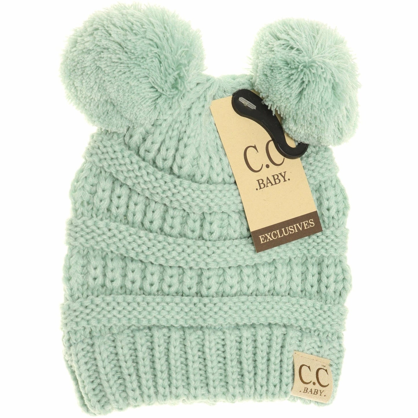 BABY Solid Double Pom CC Beanie BABY23POMPOM: Lt. Grey