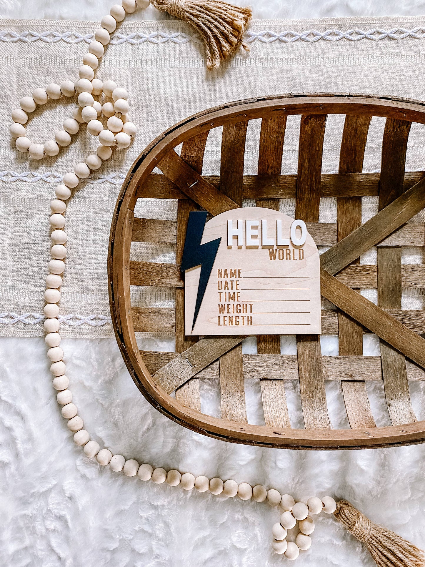 Wooden Monthly Milestone Set - Modern Lightning Bolt: Black / Hello World