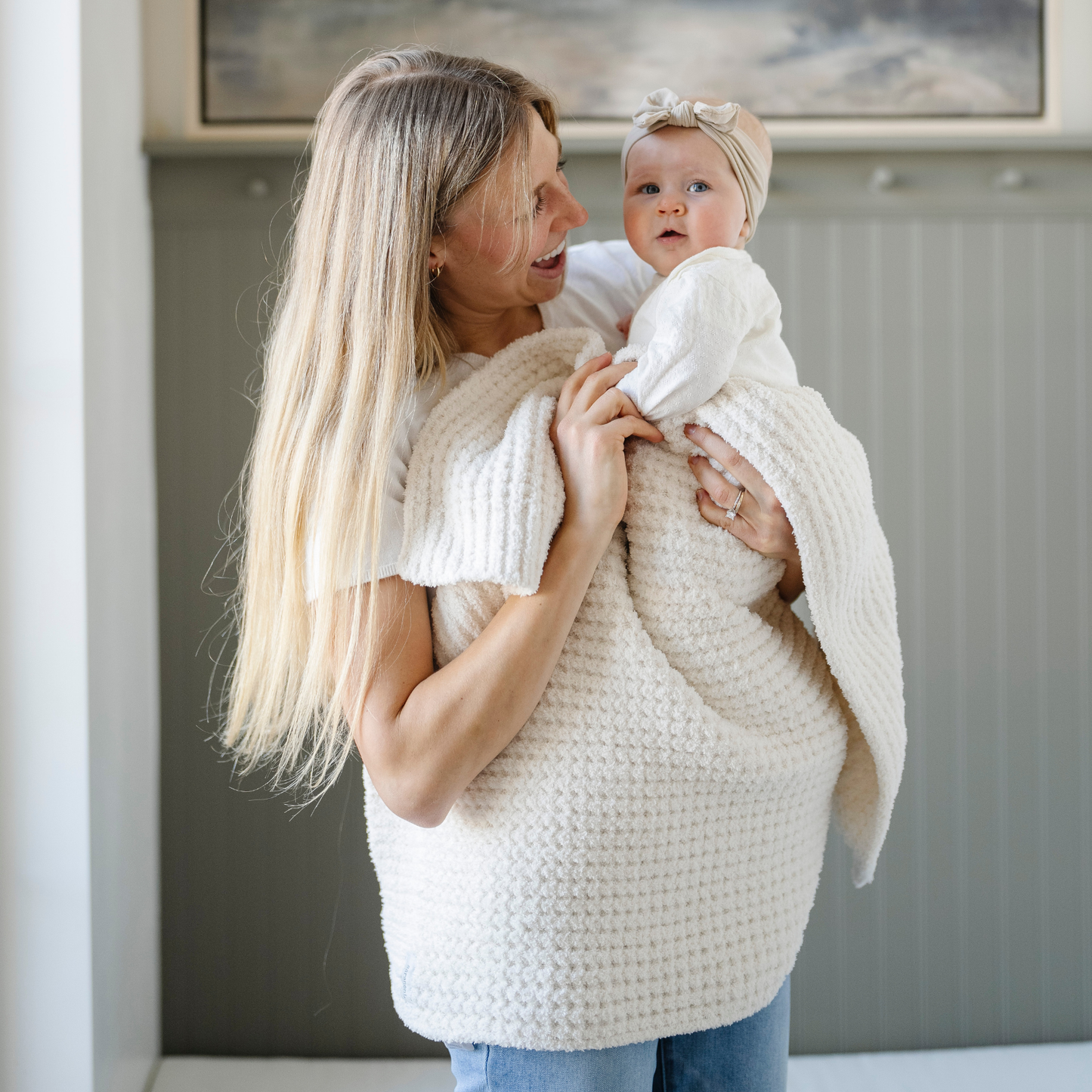 WAFFLE KNIT RECEIVING BLANKETS: Wisteria
