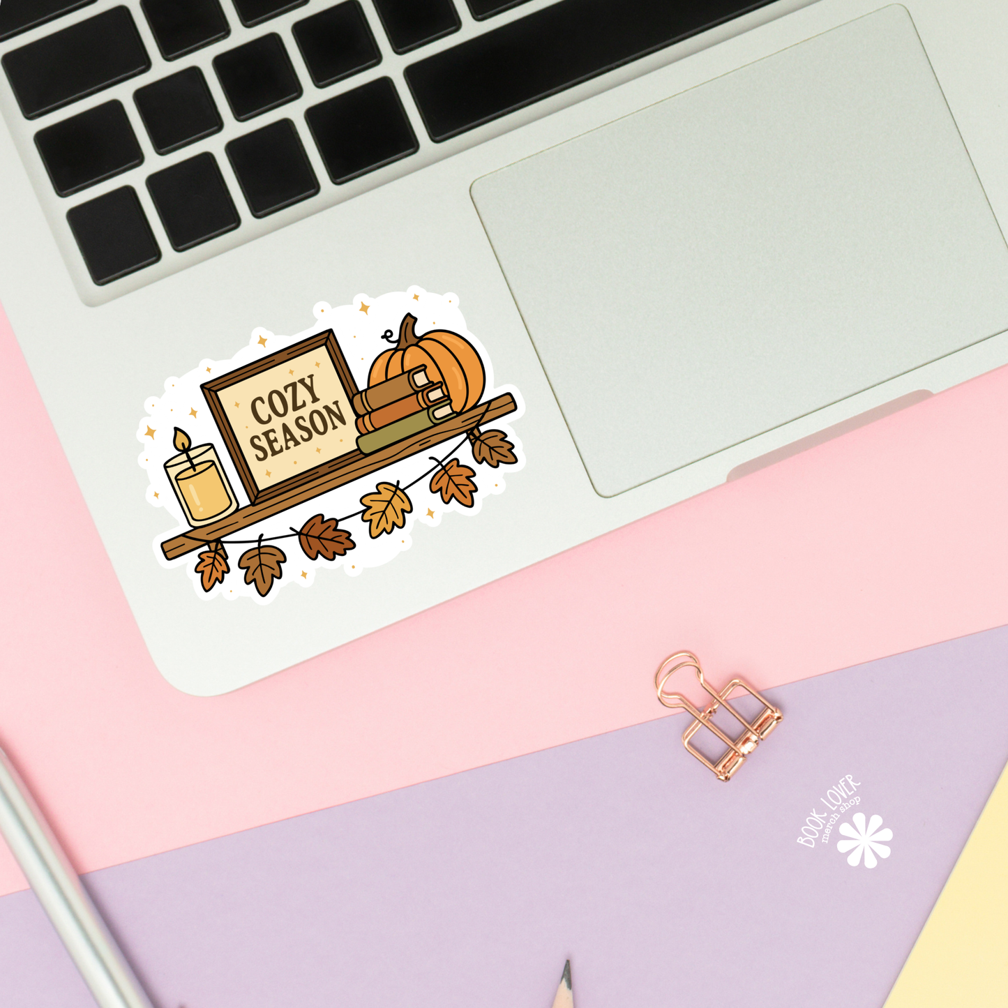 Cozy Season Shelf Stickers / Pumpkin Bookish Halloween: 2''