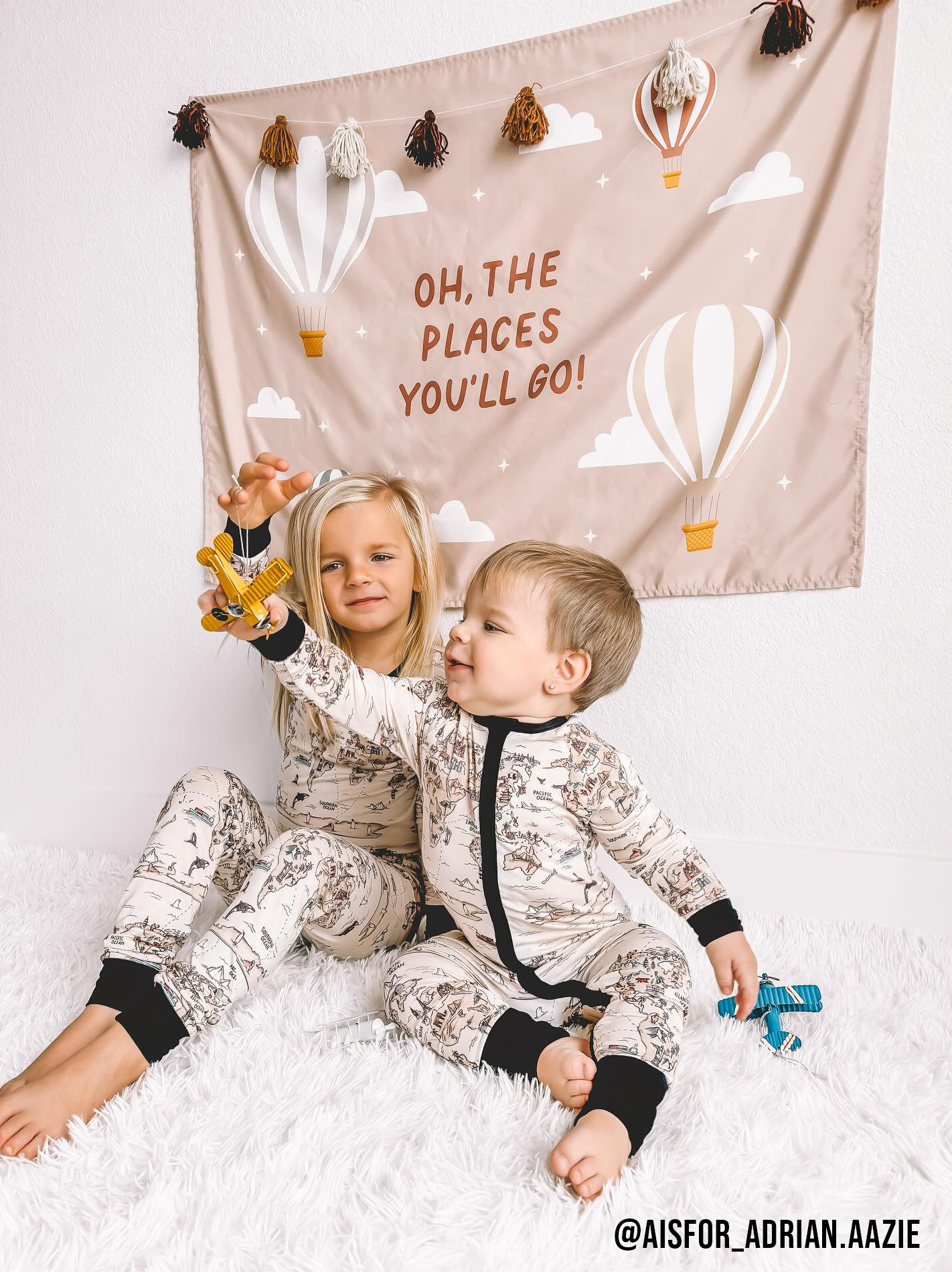 Oh The Places You'll Go Banner (Neutral) | Fabric Wall Sign: Small 17x13"