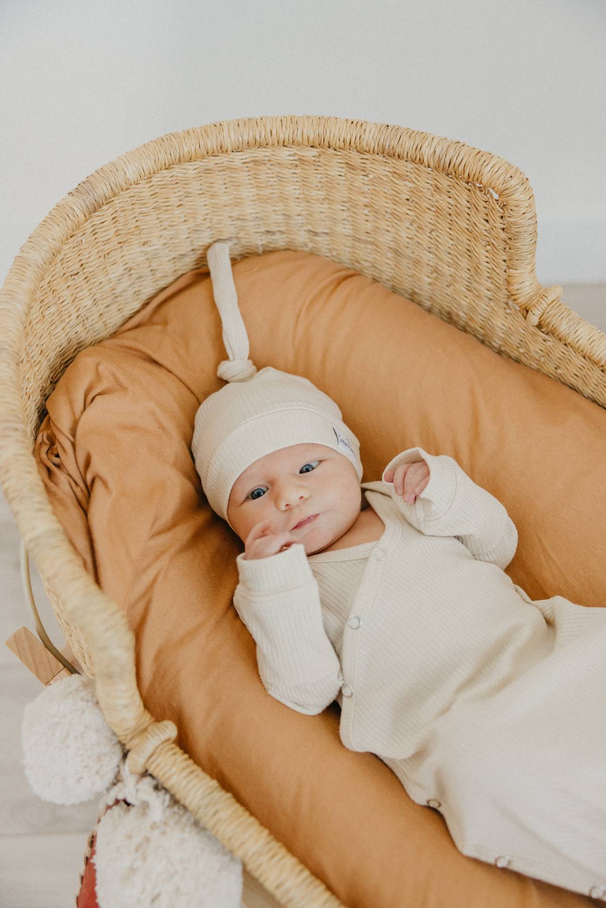 Moonstone Rib Knit Newborn Knotted Gown