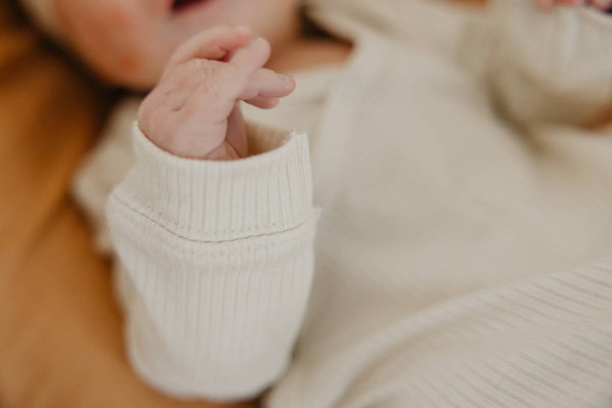Moonstone Rib Knit Newborn Knotted Gown