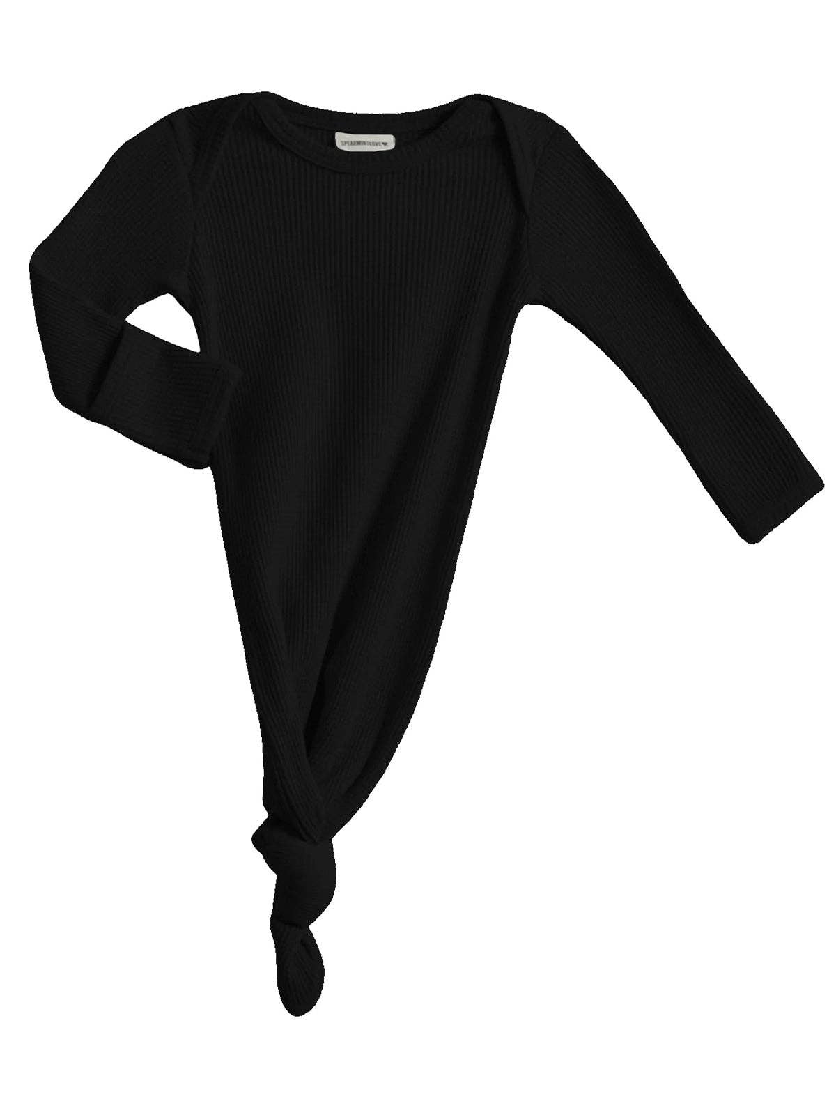 Organic Waffle Knotted Gown, Black