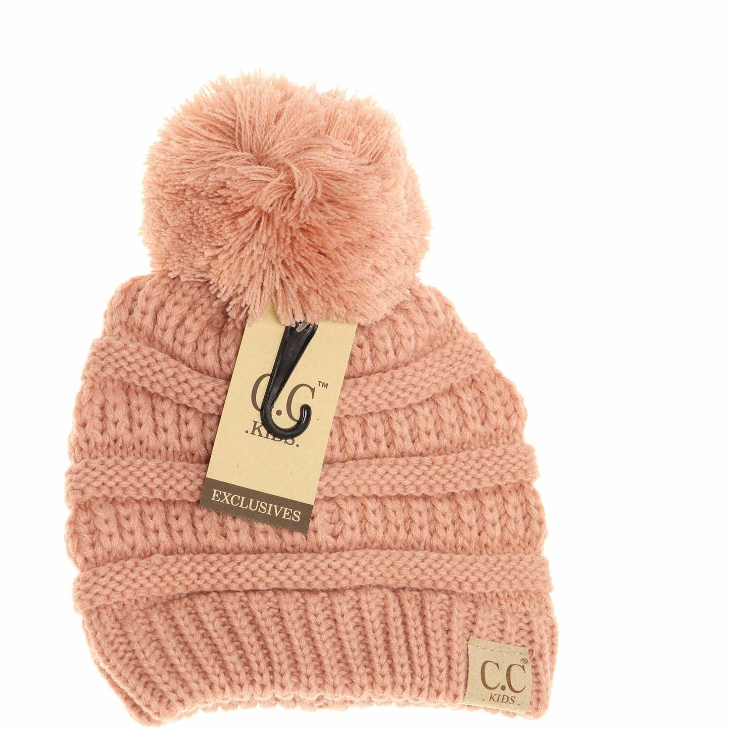 Kids Solid Pom CC Beanies YJ847POM: Peach