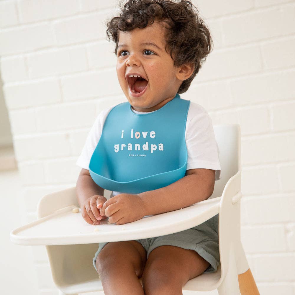 Love Grandpa Wonder Bib: Blue
