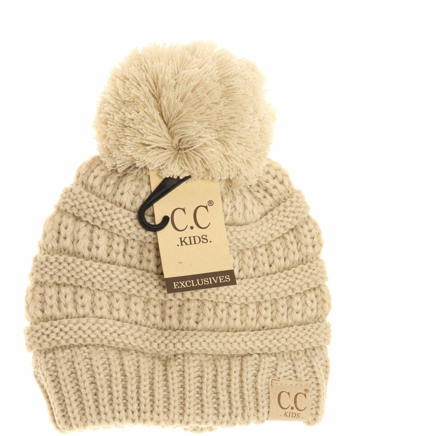 Kids Solid Pom CC Beanies YJ847POM: Peach