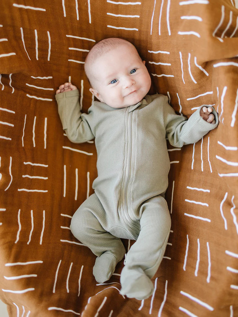 Green Organic Cotton Ribbed Sleeper