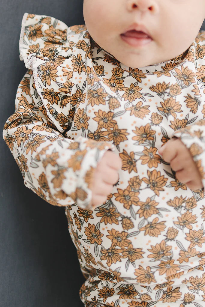 Magnolia Print Ruffle Sleeve Bodysuit