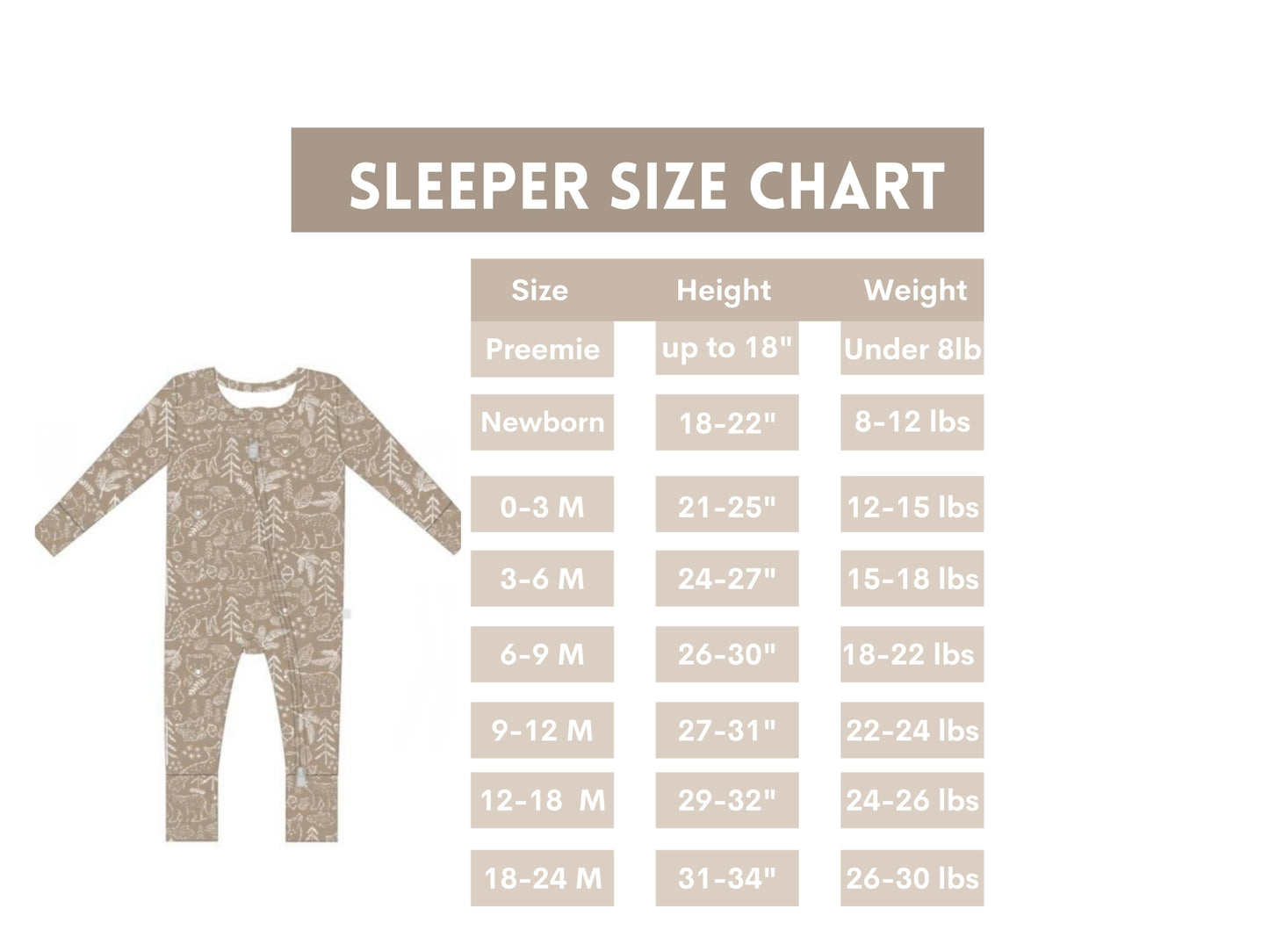 Bamboo Sleeper Taupe Woodland Animal