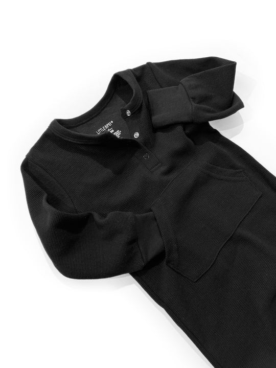 Waffle Romper- Black