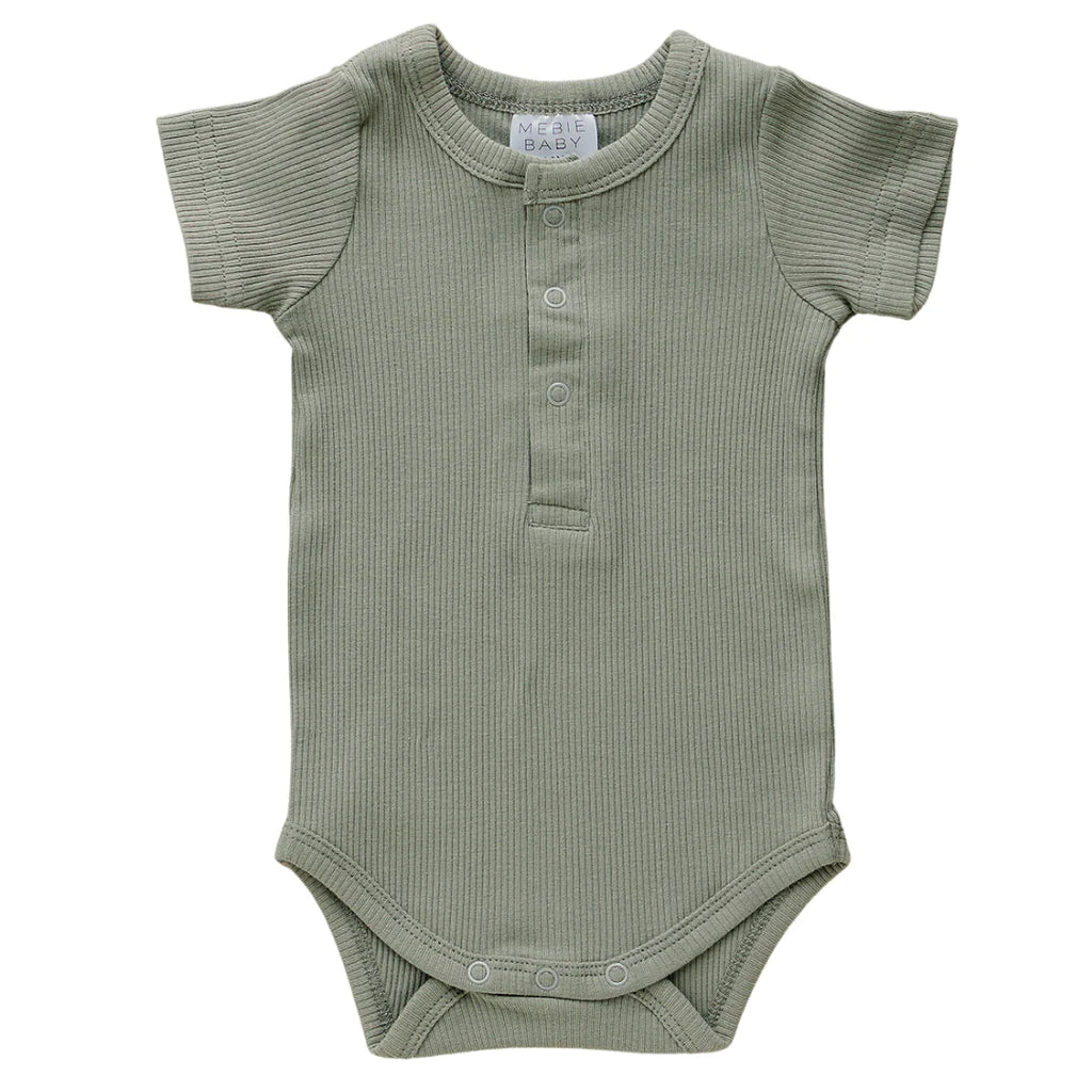 Green Organic Cotton Ribbed Snap Bodysuit