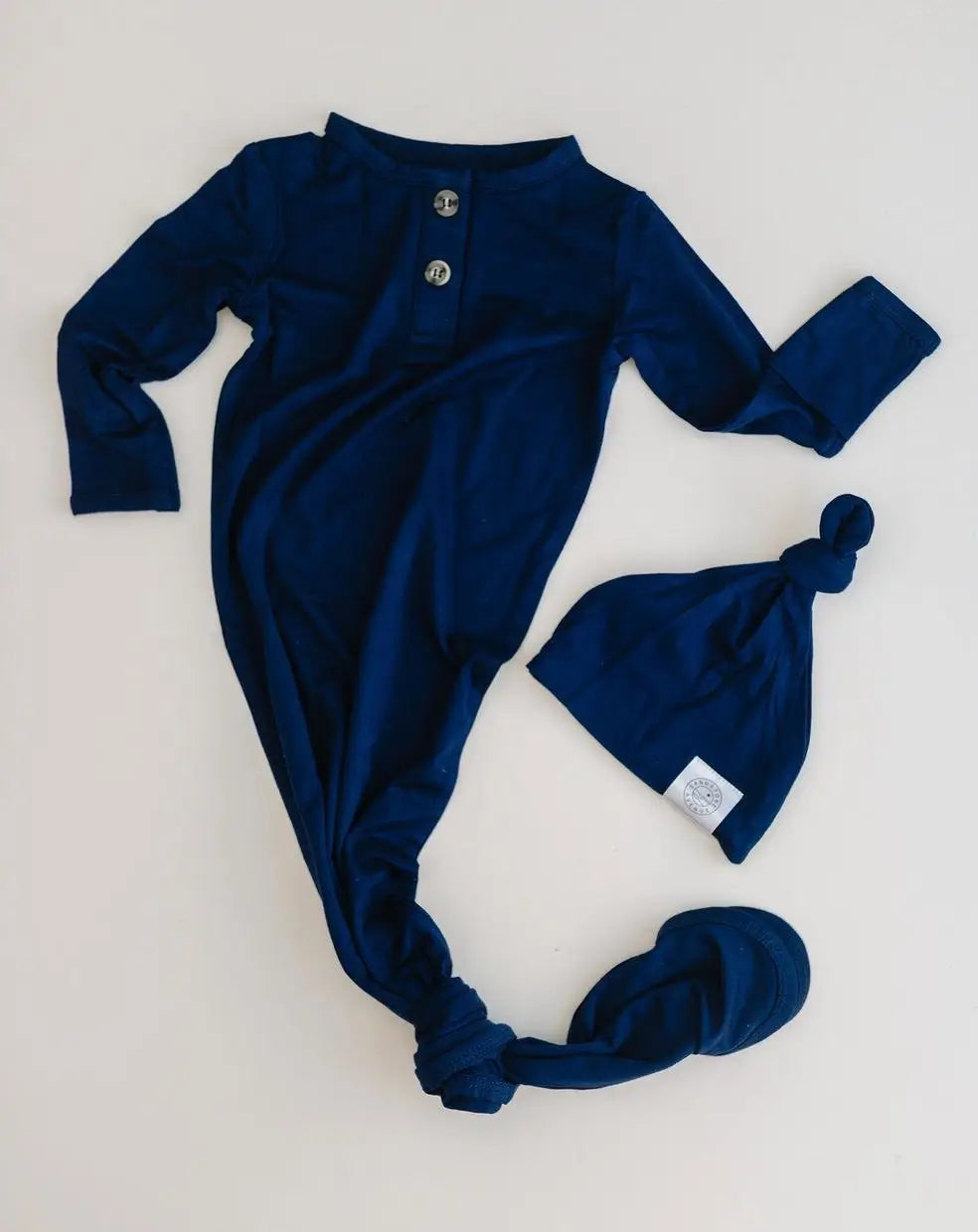 Navy Knotted Gown & Hat