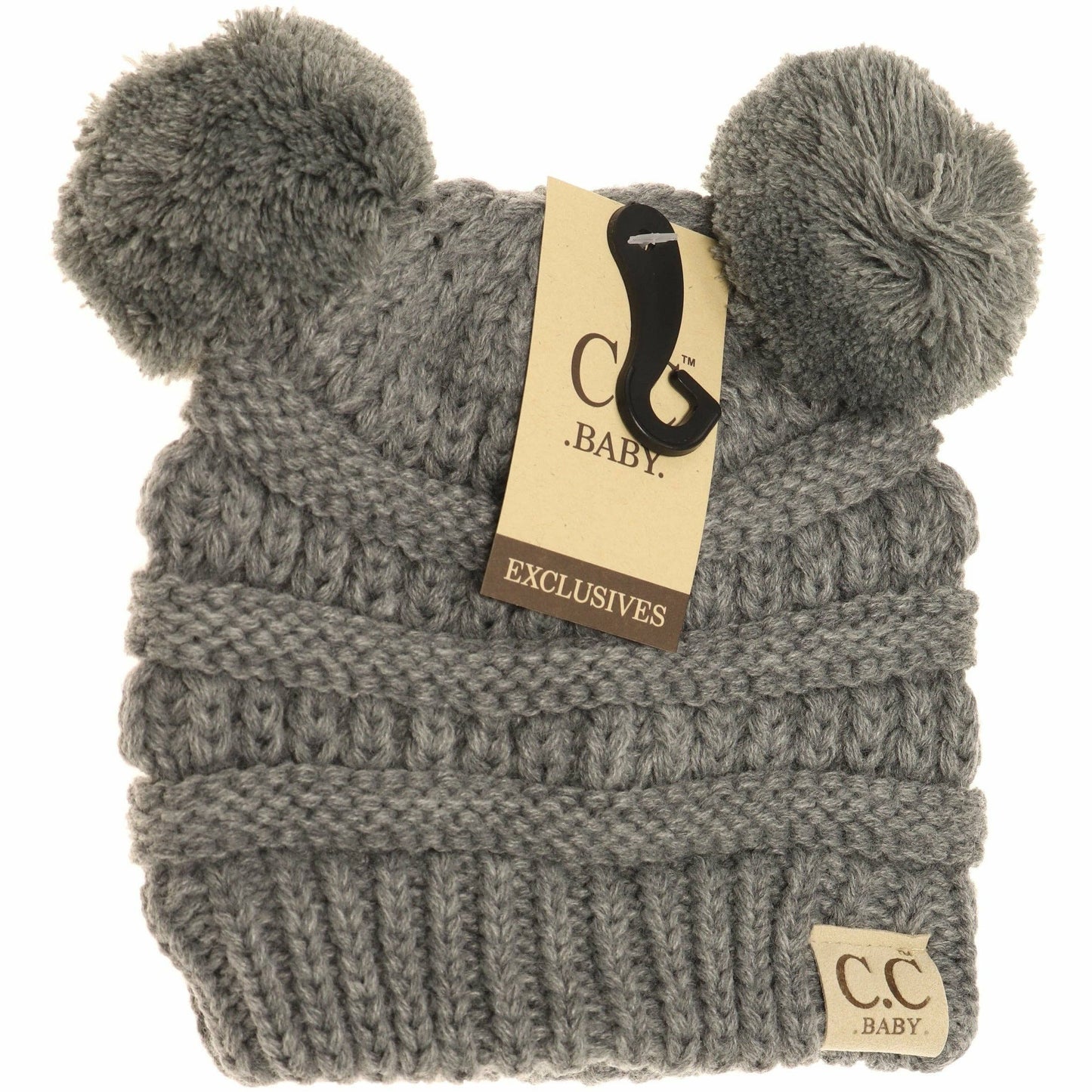BABY Solid Double Pom CC Beanie BABY23POMPOM: Lt. Grey