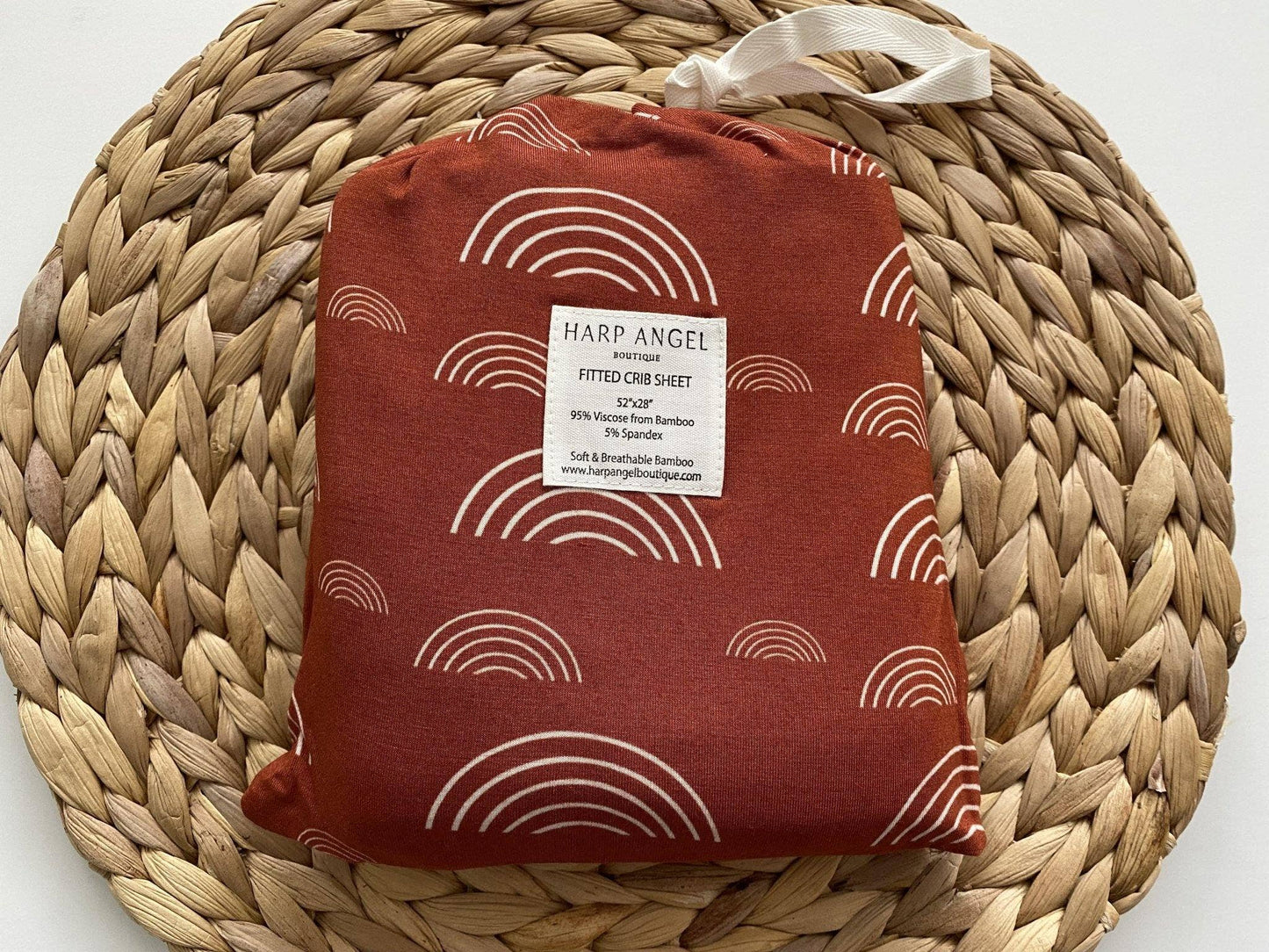 Bamboo Premium Fitted Crib Sheet - Rust Rainbow