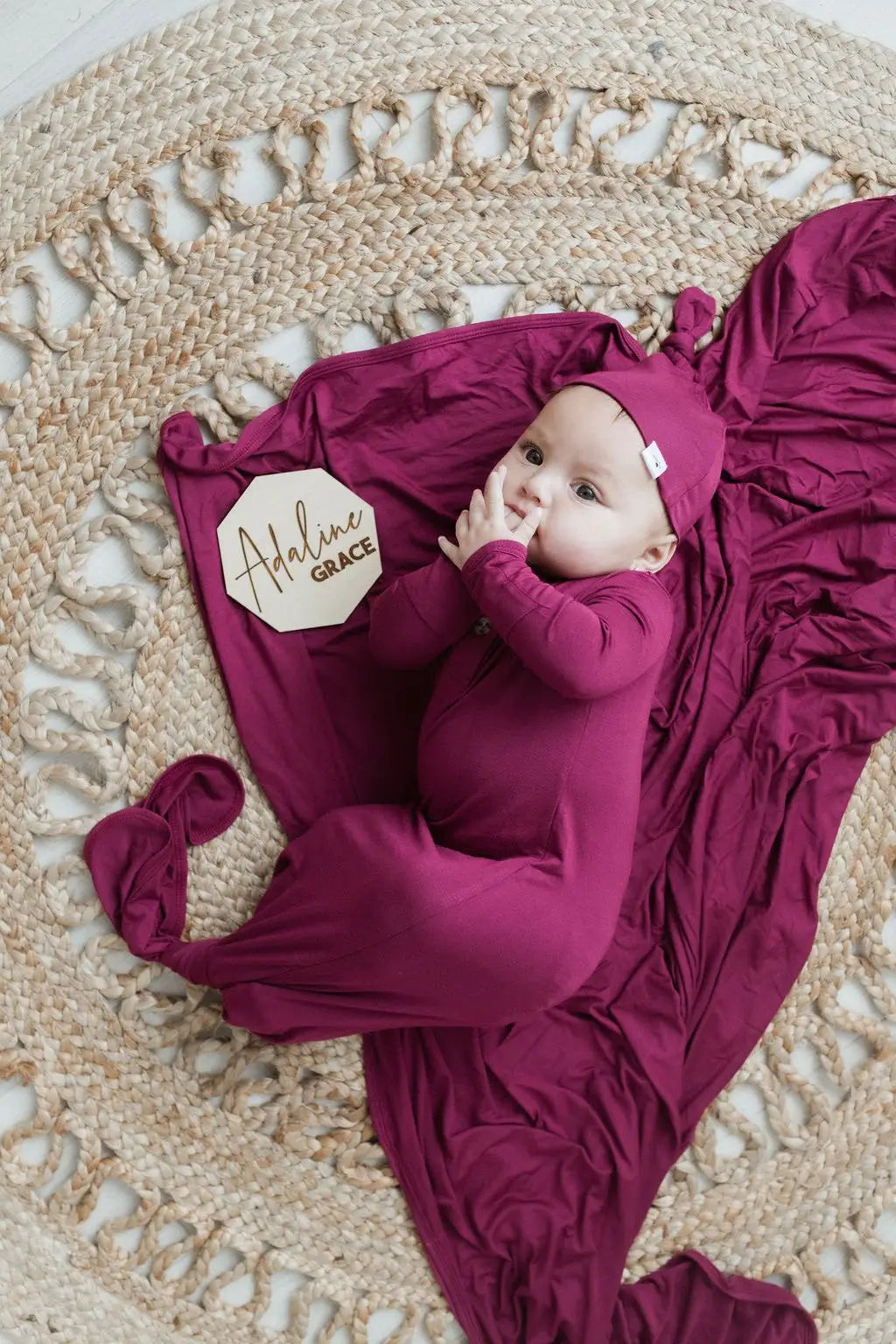 Cranberry Bamboo Knotted Gown & Hat