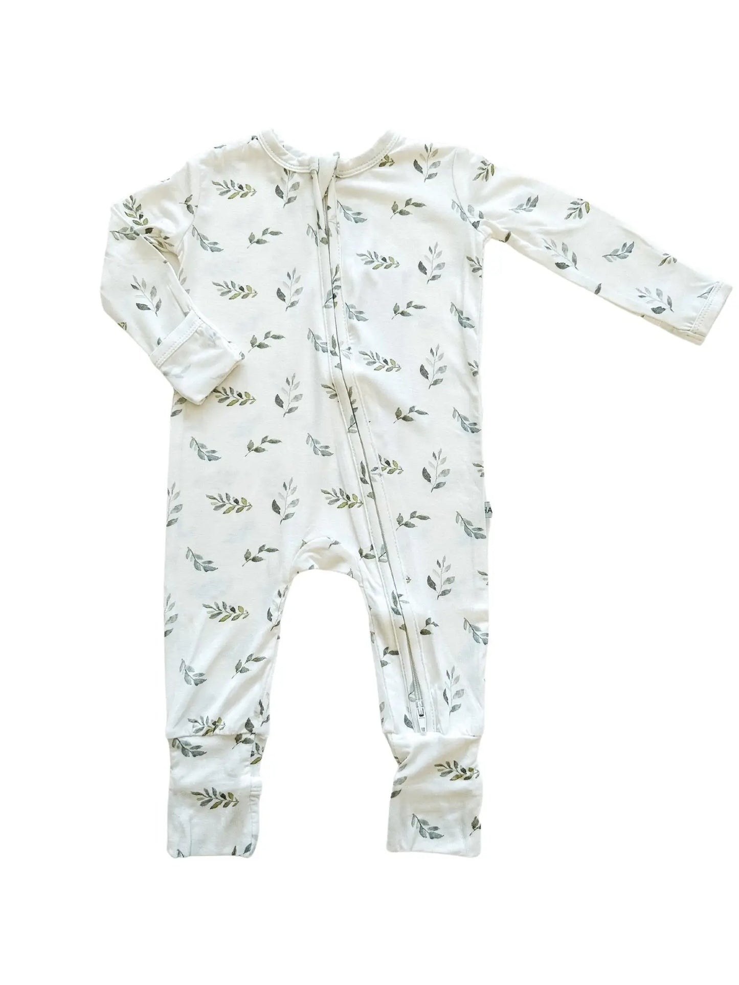 Zipper Romper - Green Leaves