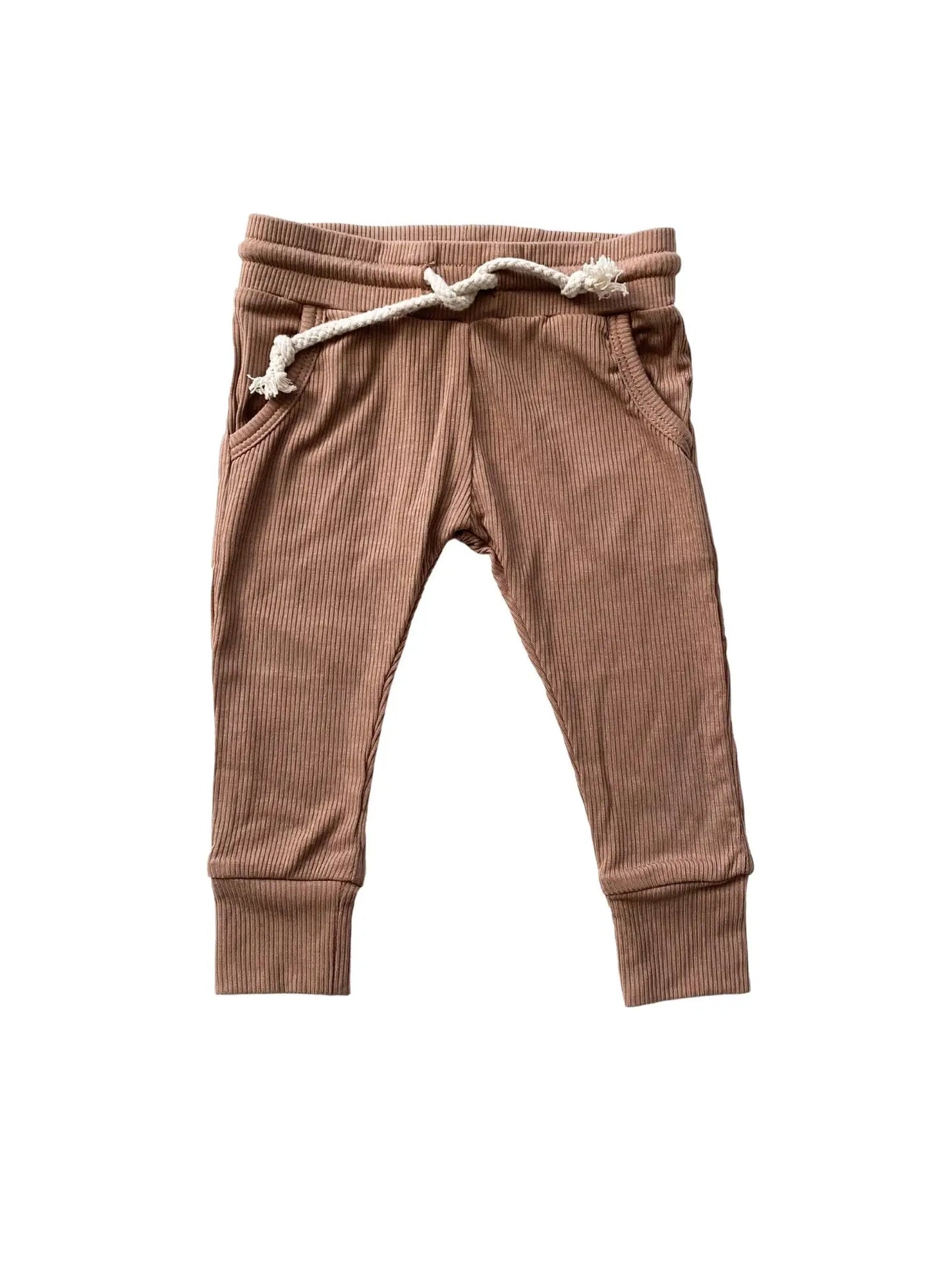 Ribbed Jogger Pants- Mocha