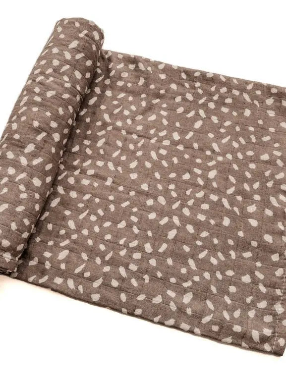 Mocha Brown Spotted Muslin Swaddle Blanket