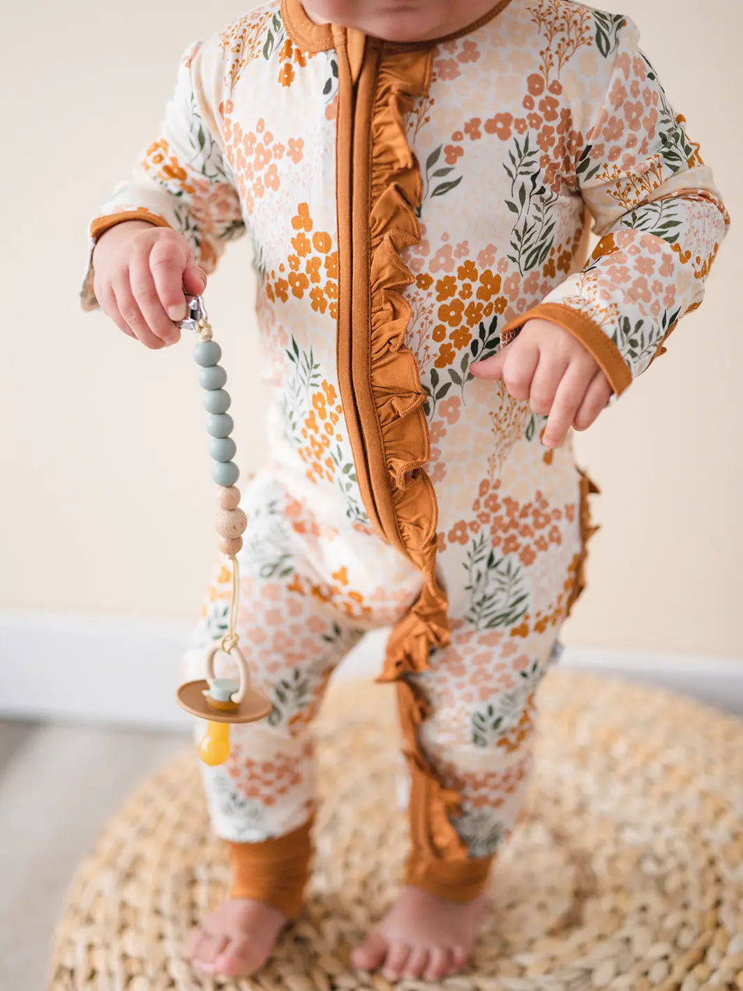 Spring Bloom Ruffle Zipper Romper
