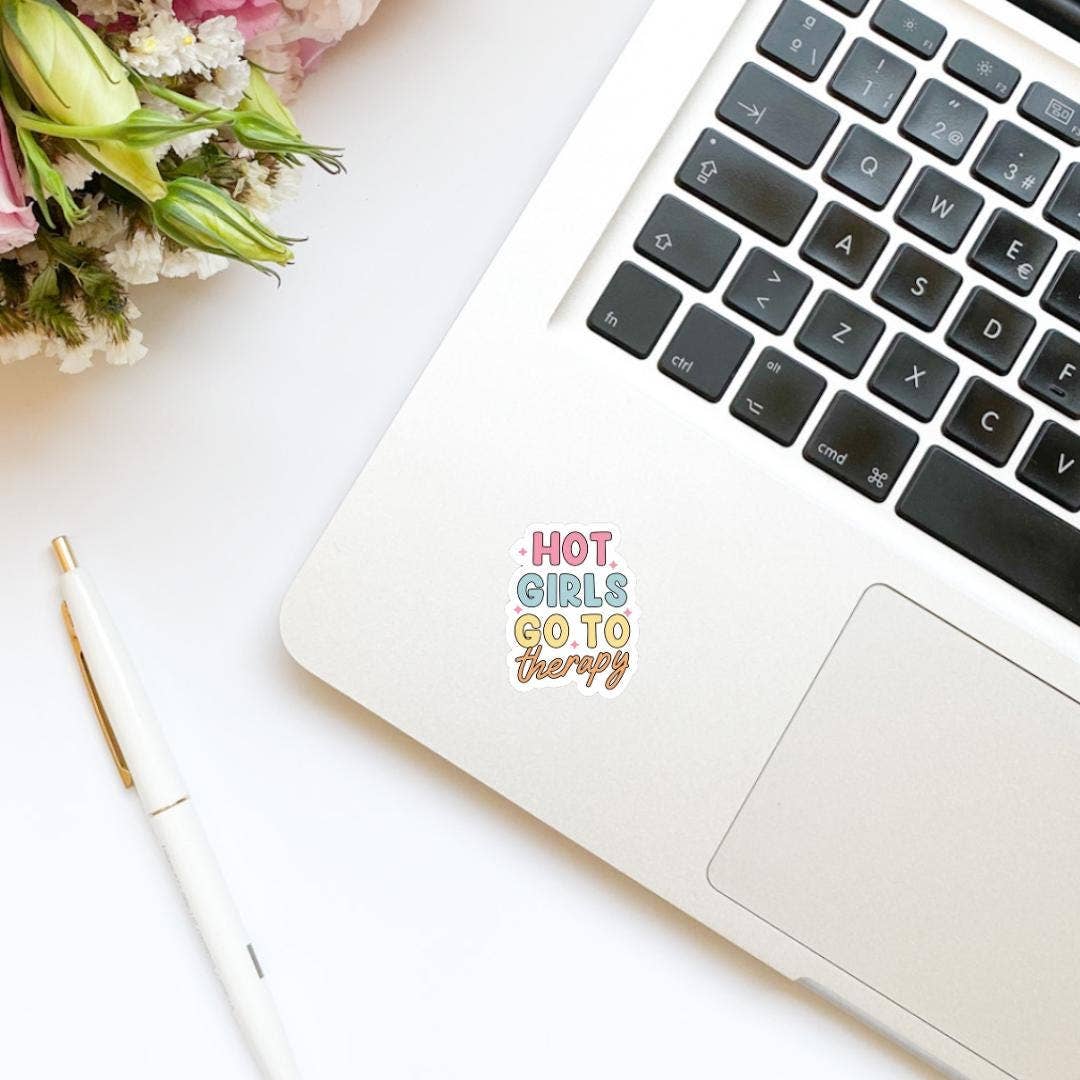 Hot Girls Go to Therapy Vinyl Sticker | Book Sticker: Glossy