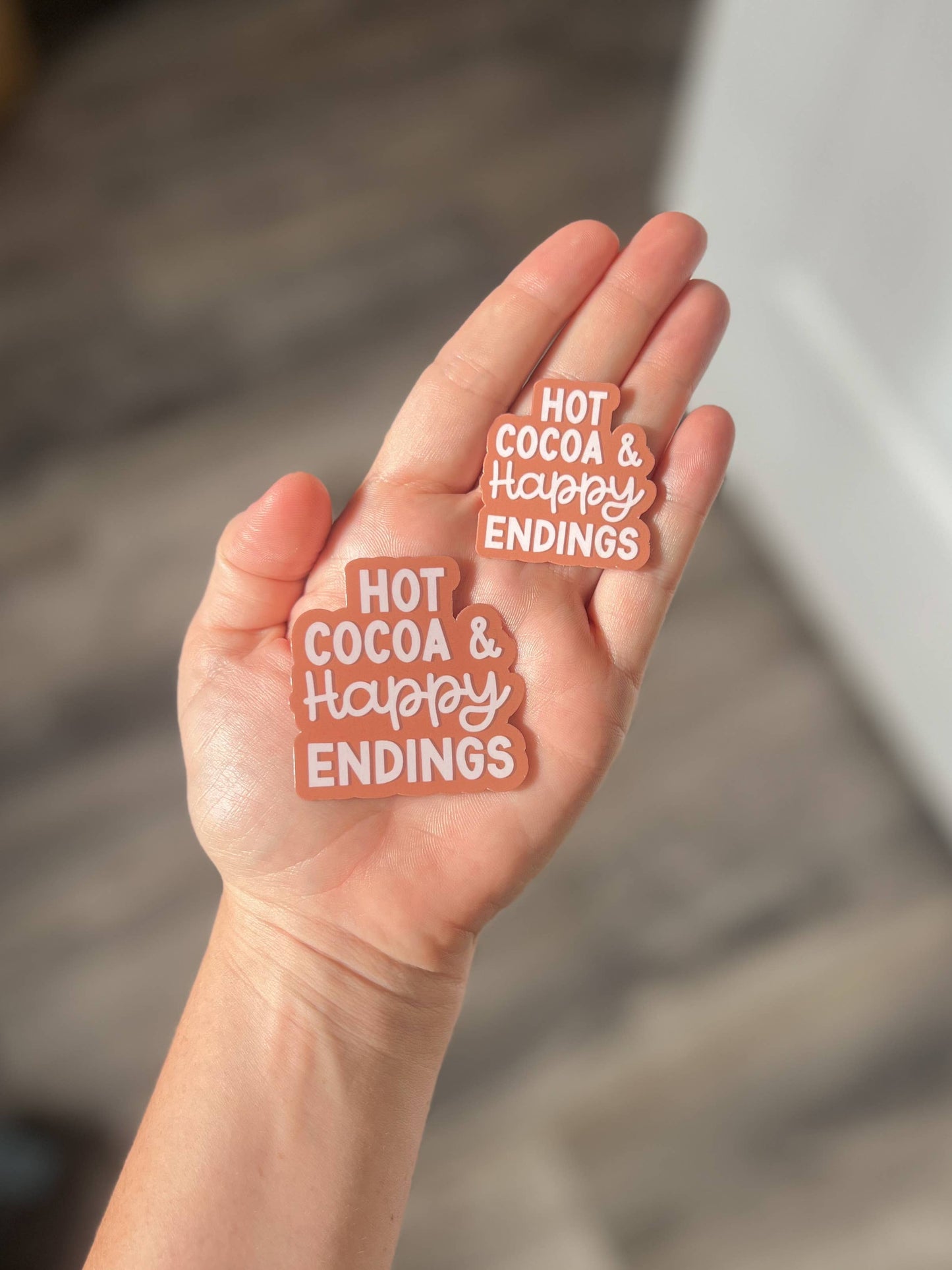 Hot Cocoa and Happy Endings Vinyl Sticker, Bookish Christmas: Plaid / Large 2" x 2"