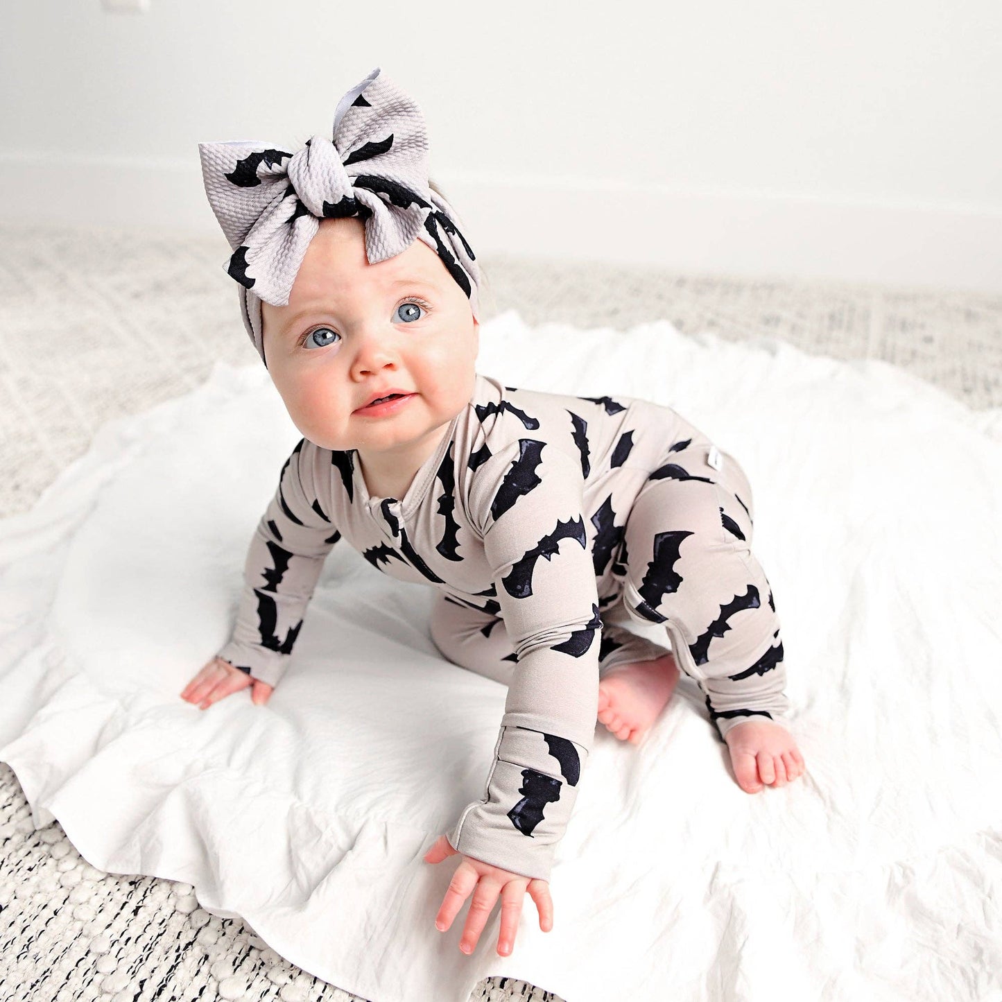 Vlad Gray Bats ZIP Bamboo Halloween Sleepies Little