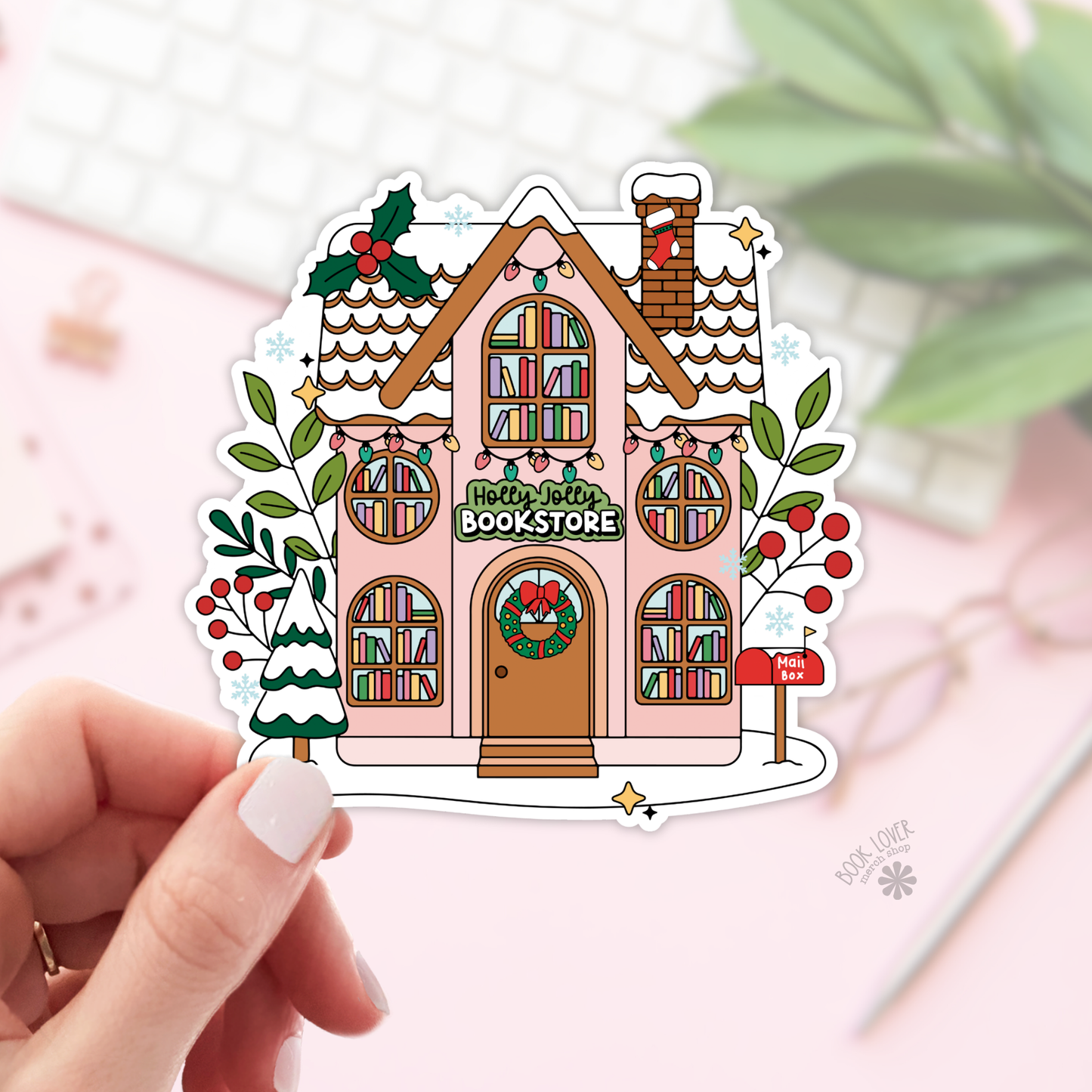 Holly Jolly Bookstore Stickers / Christmas Bookish Stickers: 3''