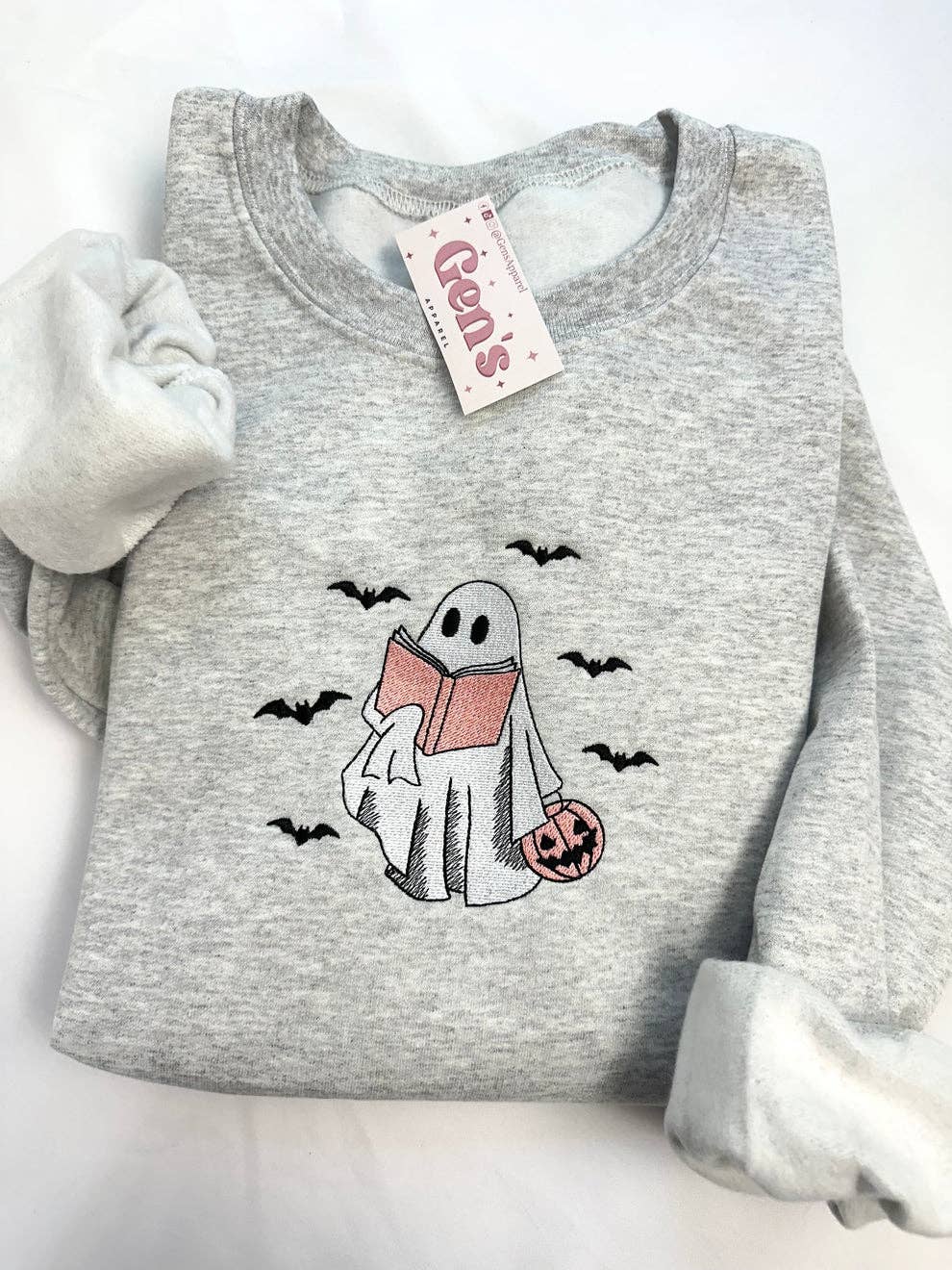 Embroidered Ghost Reading Sweatshirt,
