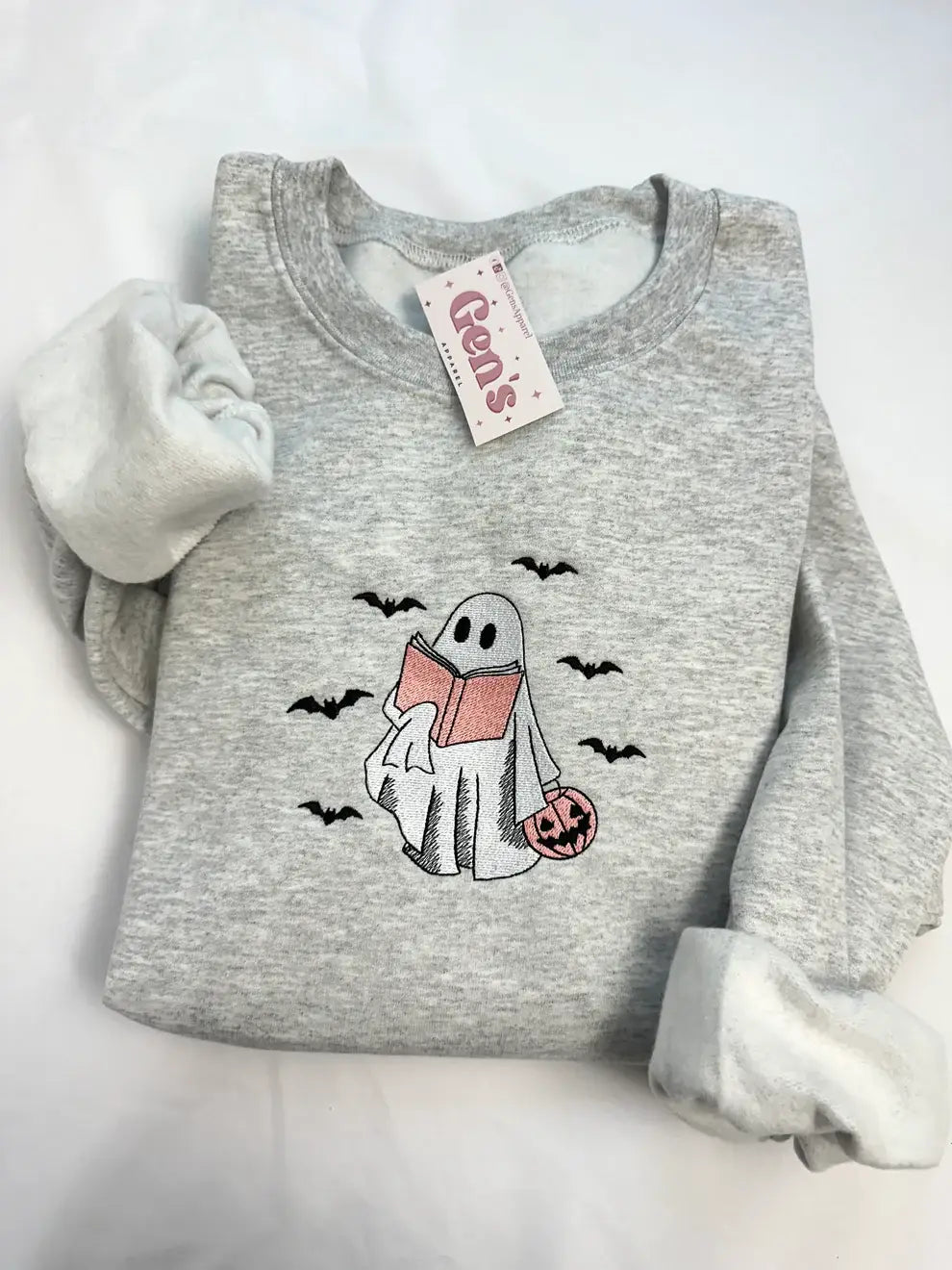 Embroidered Ghost Reading Sweatshirt,