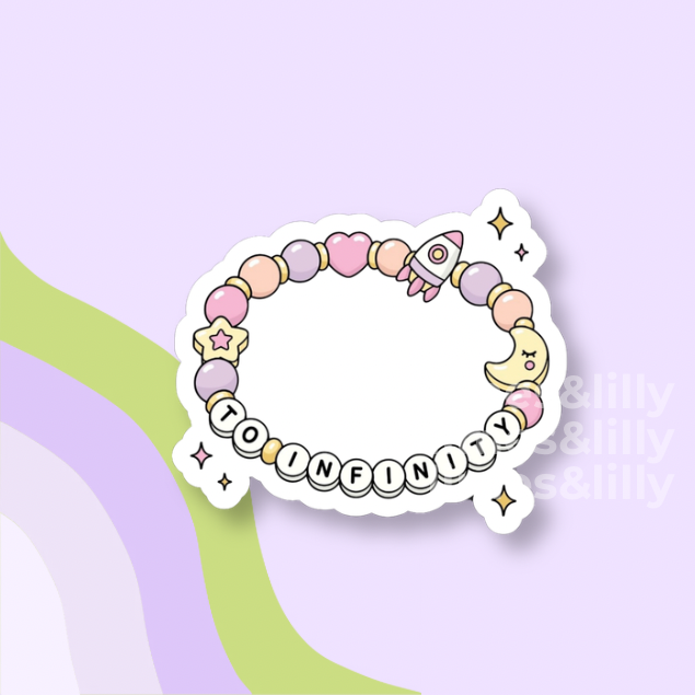 Pastel To Infinity Friendship Bracelet Sticker | Cute Beaded Vinyl Sticker: Glossy