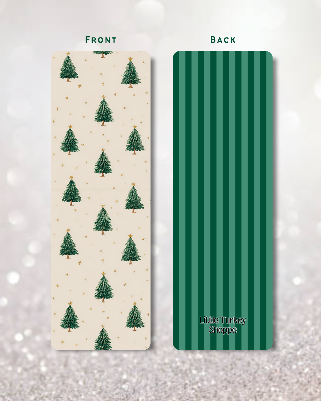 Green Christmas Tree Bookmark | Green Stripes: Soft Touch Matte