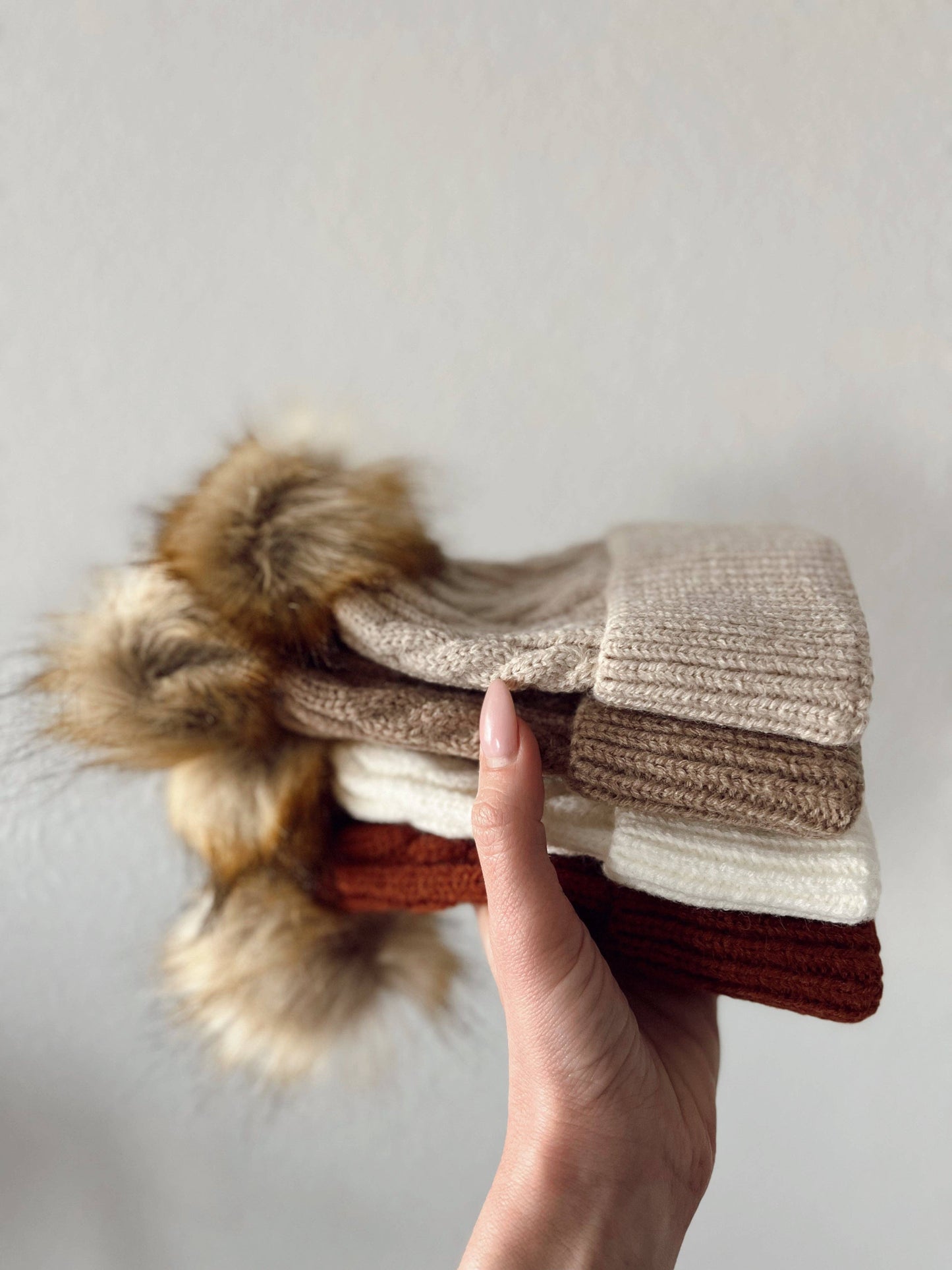 Cable Knit Fur Pom Hat, Timber: 12 mo. - 4 yr.