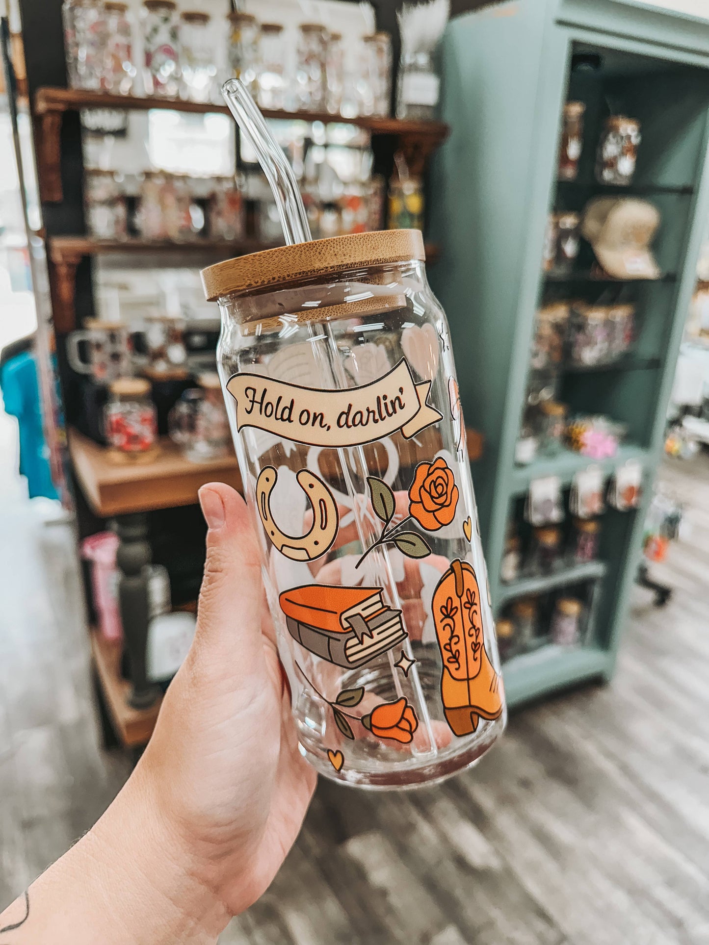 Cowboy Romance Glass Can Cup : 16oz